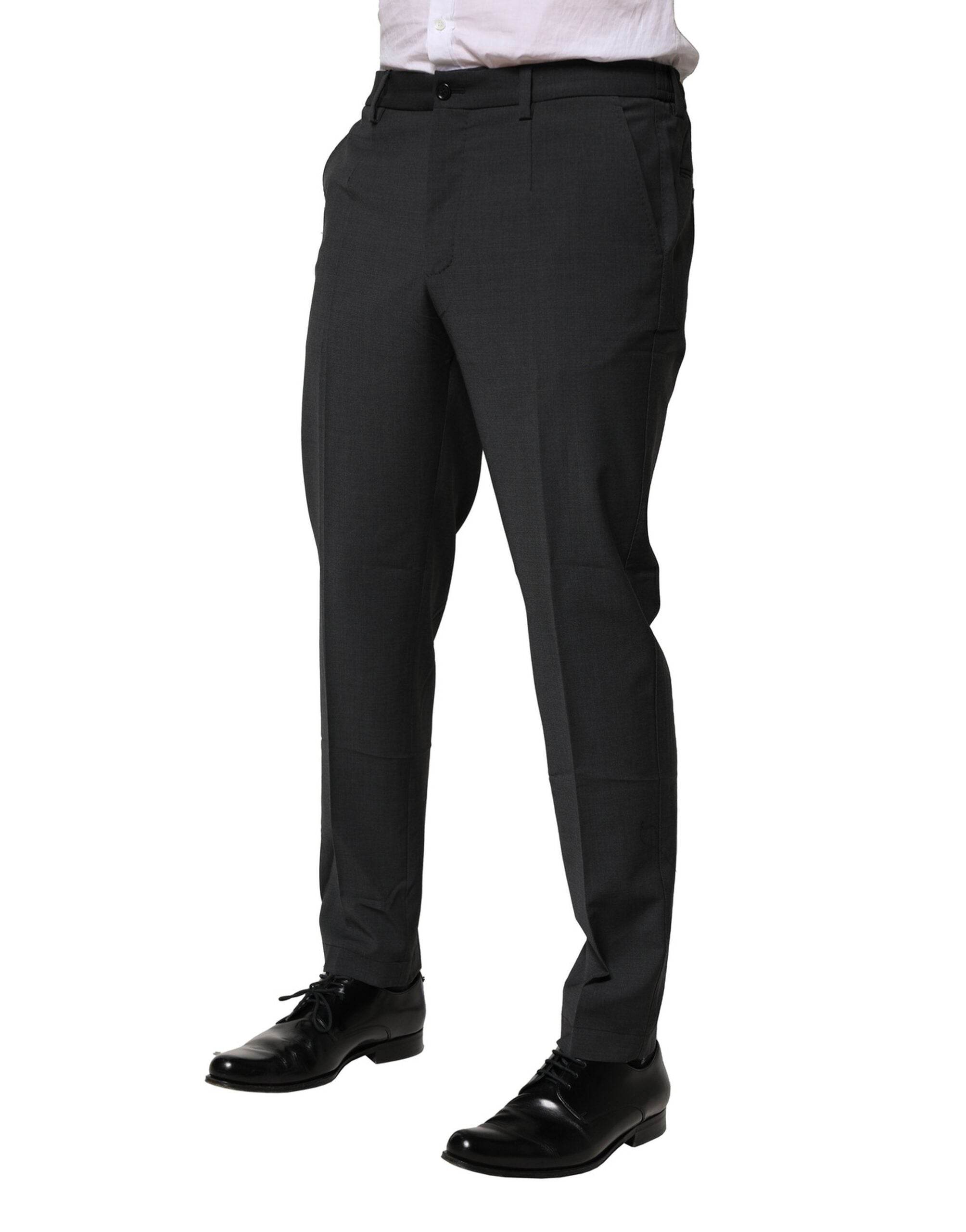 Dolce & Gabbana Black Wool Dress Slim Formal Pants - Hilstor
