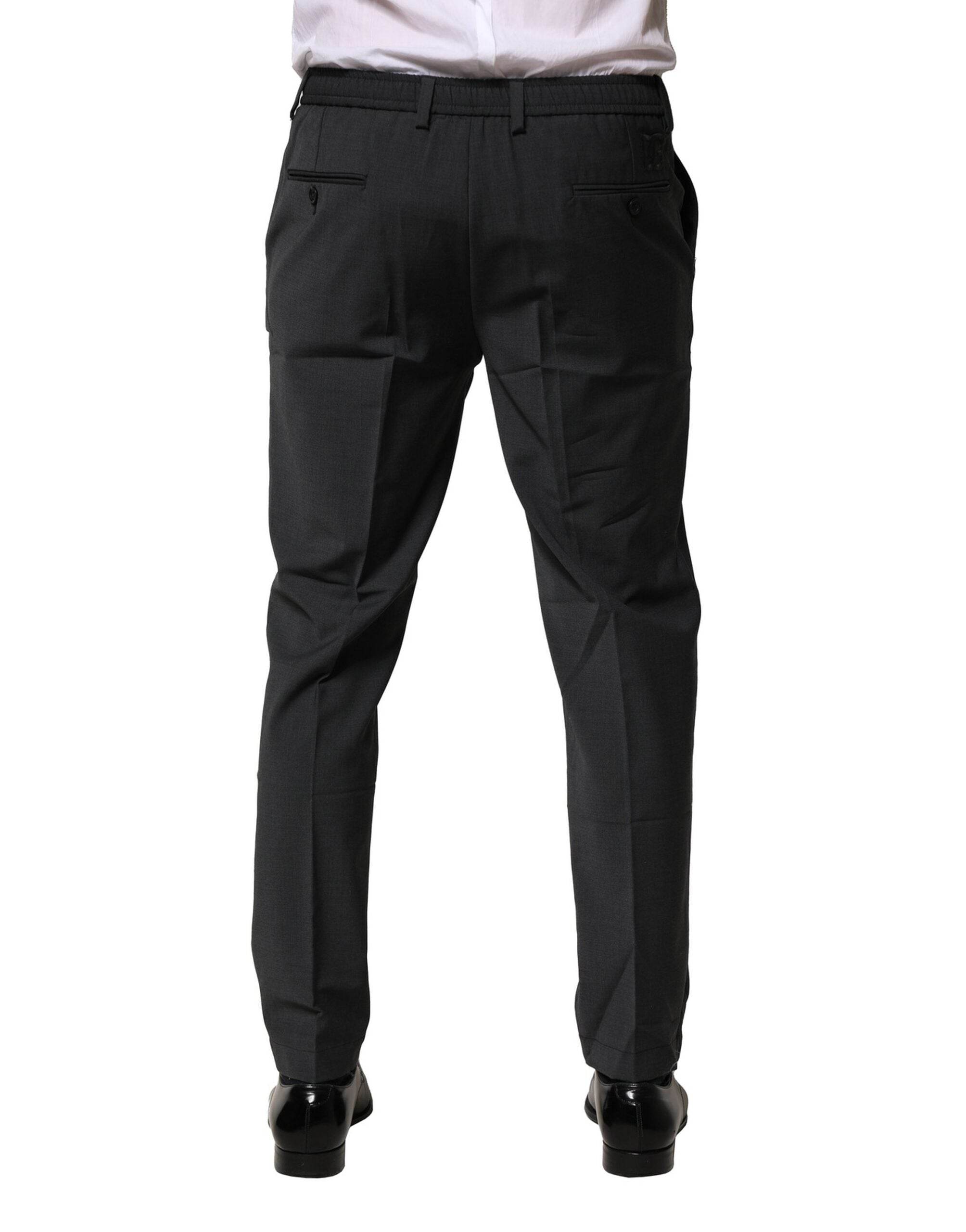 Dolce & Gabbana Black Wool Dress Slim Formal Pants - Hilstor