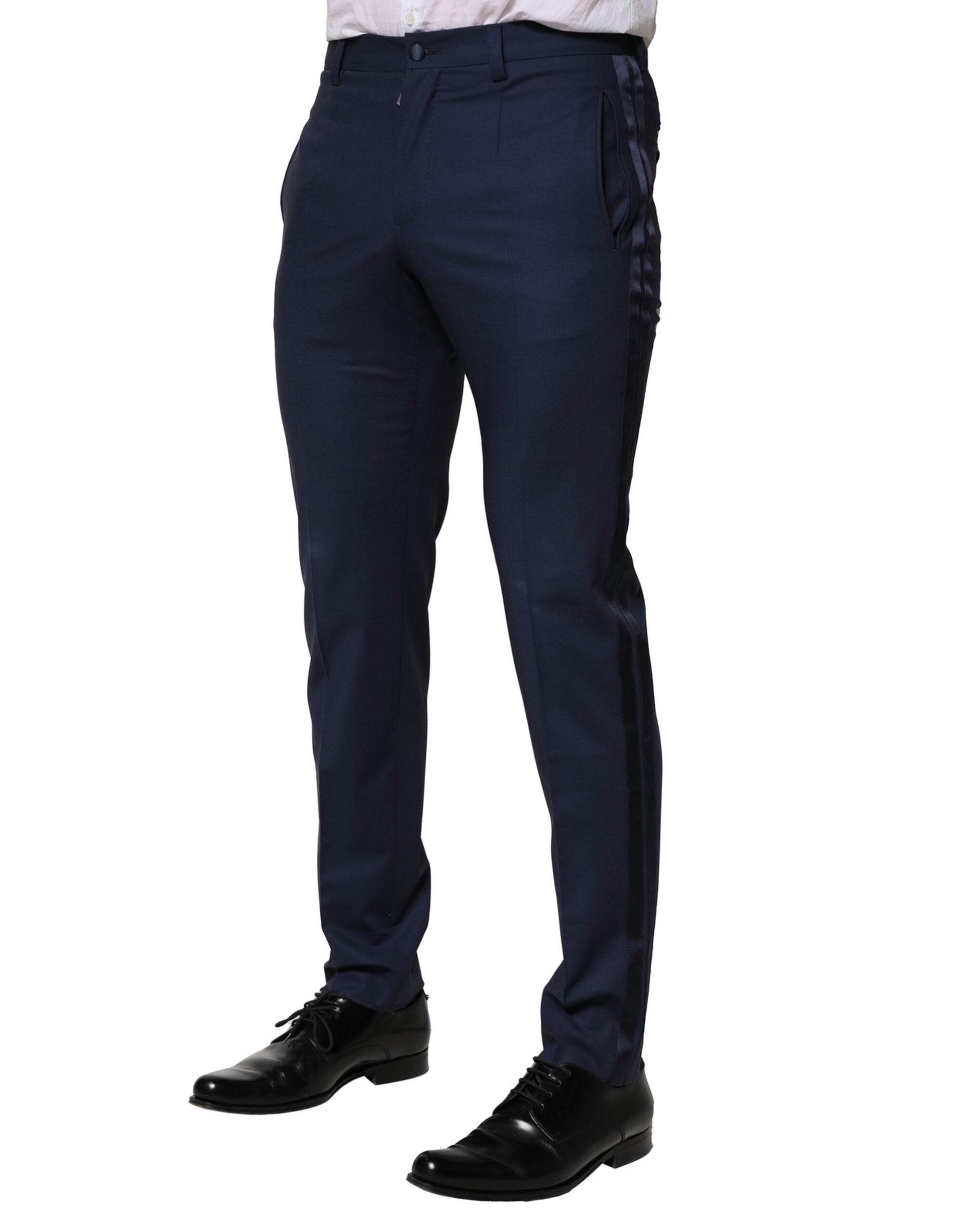 Dolce & Gabbana Dark Blue Wool Dress Formal Pants - Hilstor