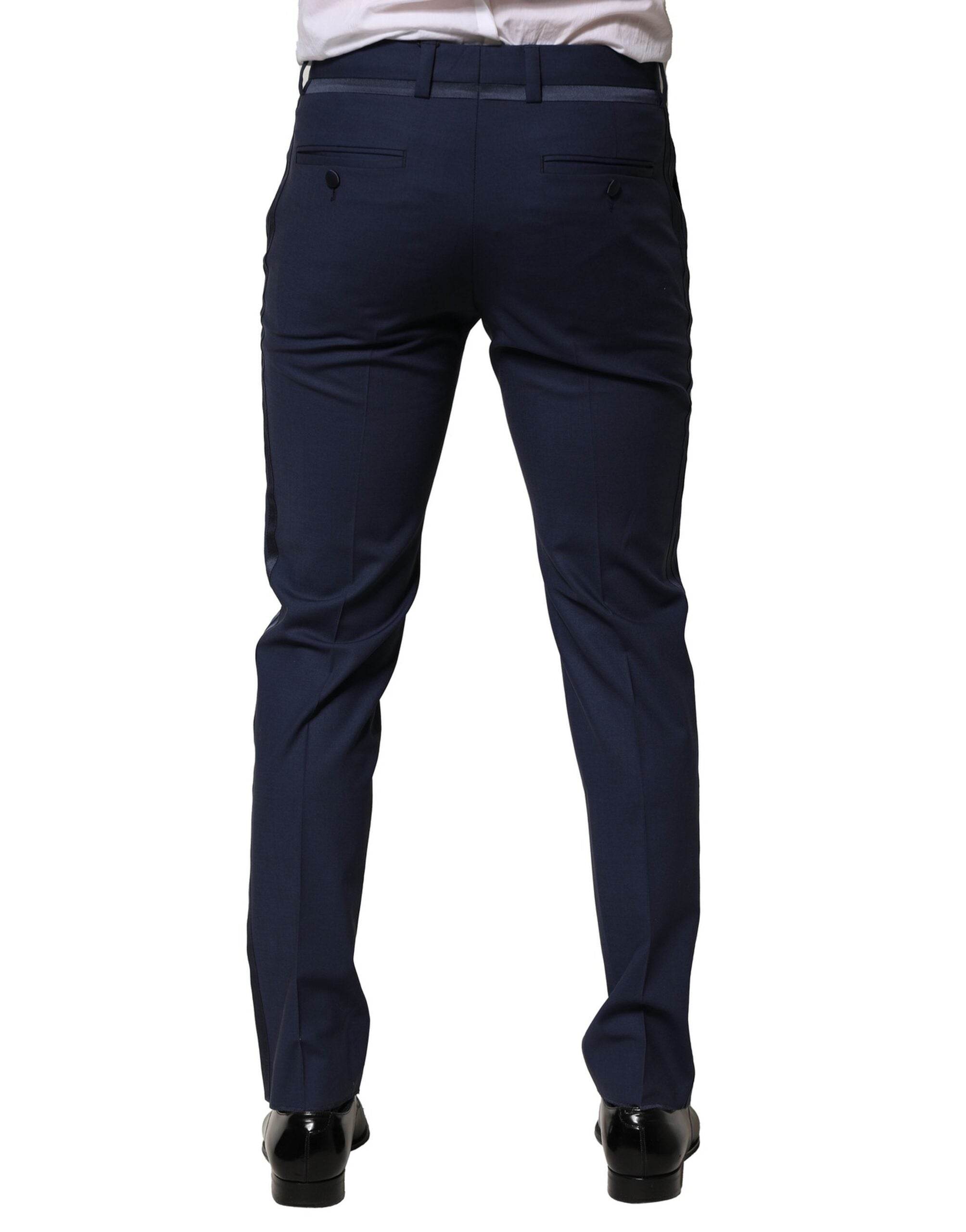 Dolce & Gabbana Dark Blue Wool Dress Formal Pants - Hilstor