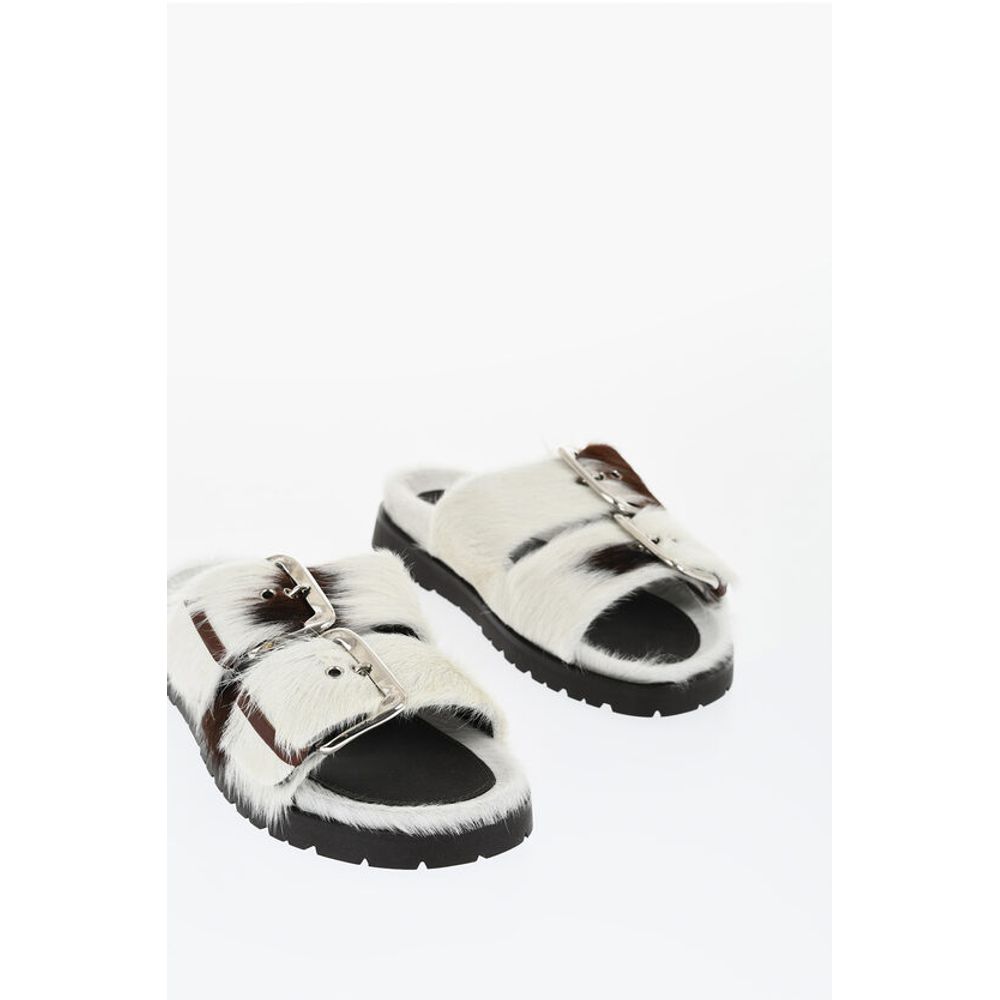 Dsquared² Pony Hair ROCK YOUR ROAD Sliders with Double Buckle