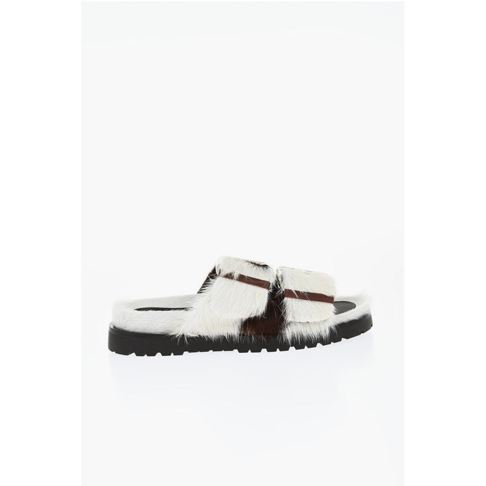 Dsquared² Pony Hair ROCK YOUR ROAD Sliders with Double Buckle