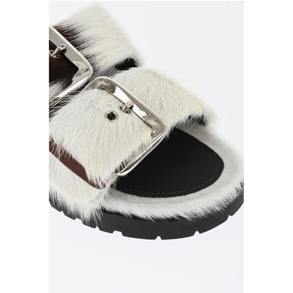 Dsquared² Pony Hair ROCK YOUR ROAD Sliders with Double Buckle