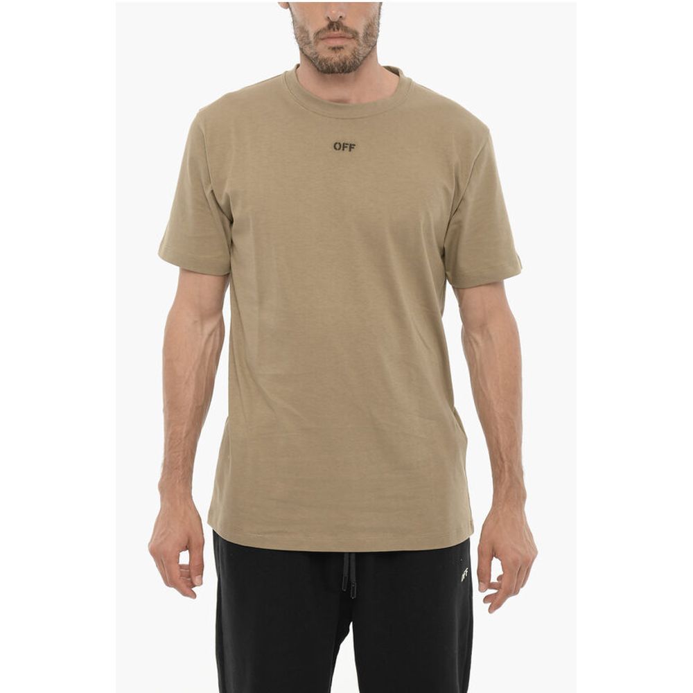 Off-white Slim Fit Rundhalset T-shirt med Broderet Logo