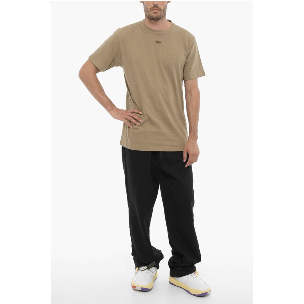 Off-white Slim Fit Rundhalset T-shirt med Broderet Logo