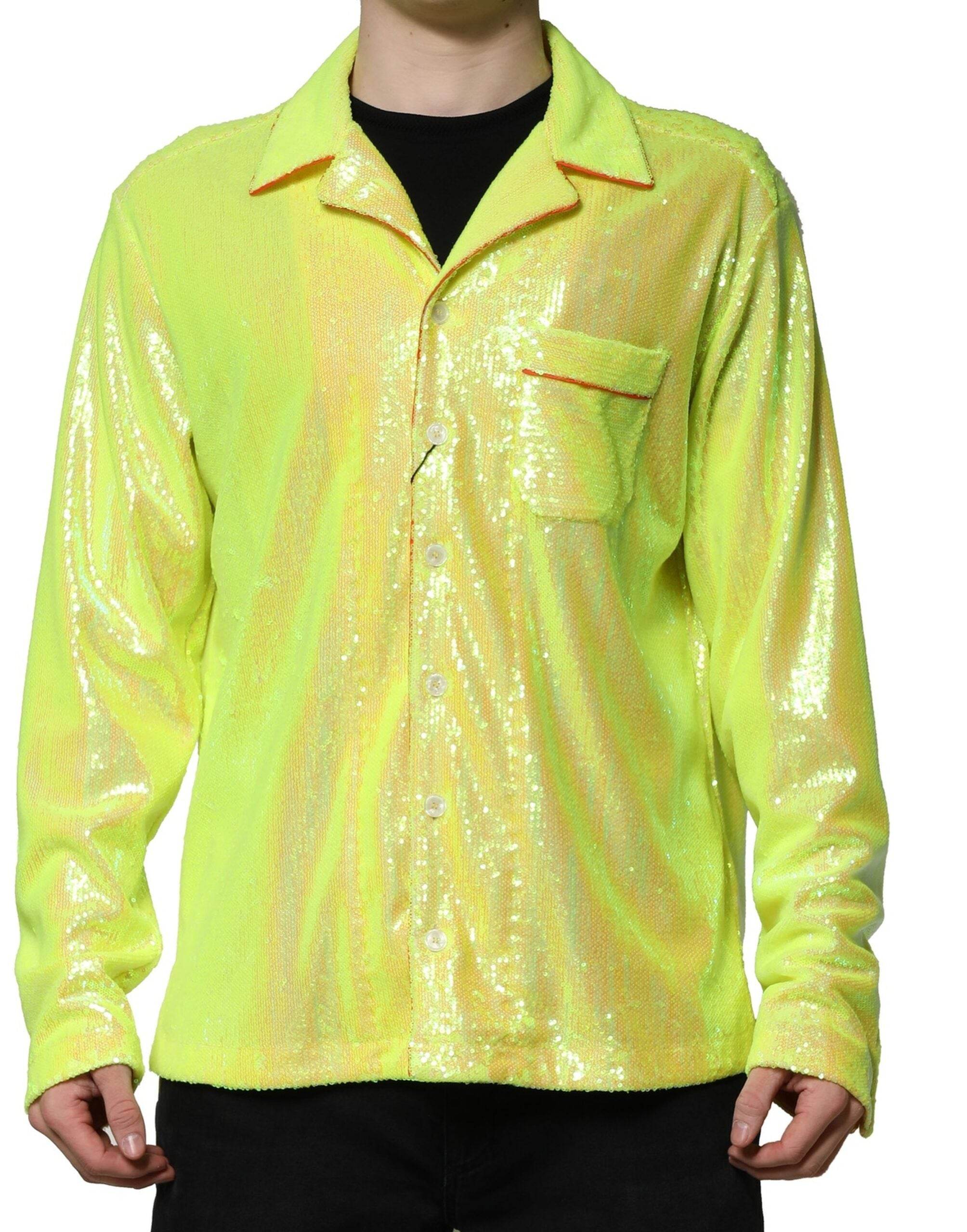Dolce & Gabbana Yellow Sequin Polyester Lounge Casual Shirt - Hilstor