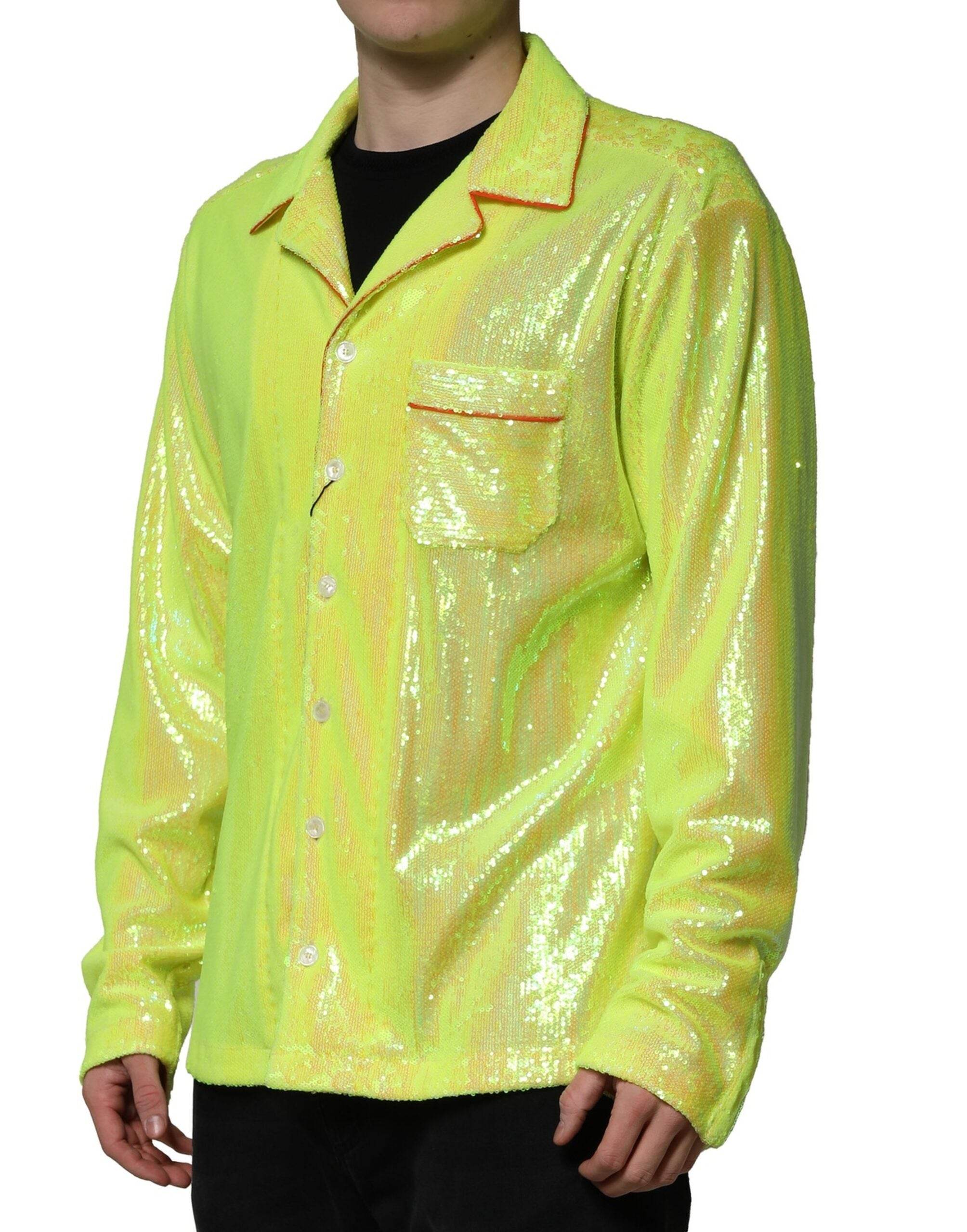 Dolce & Gabbana Yellow Sequin Polyester Lounge Casual Shirt - Hilstor