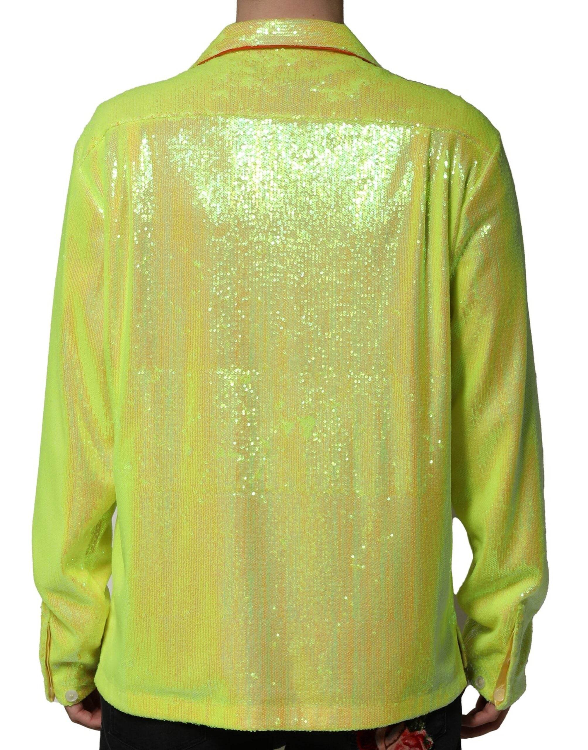 Dolce & Gabbana Yellow Sequin Polyester Lounge Casual Shirt - Hilstor