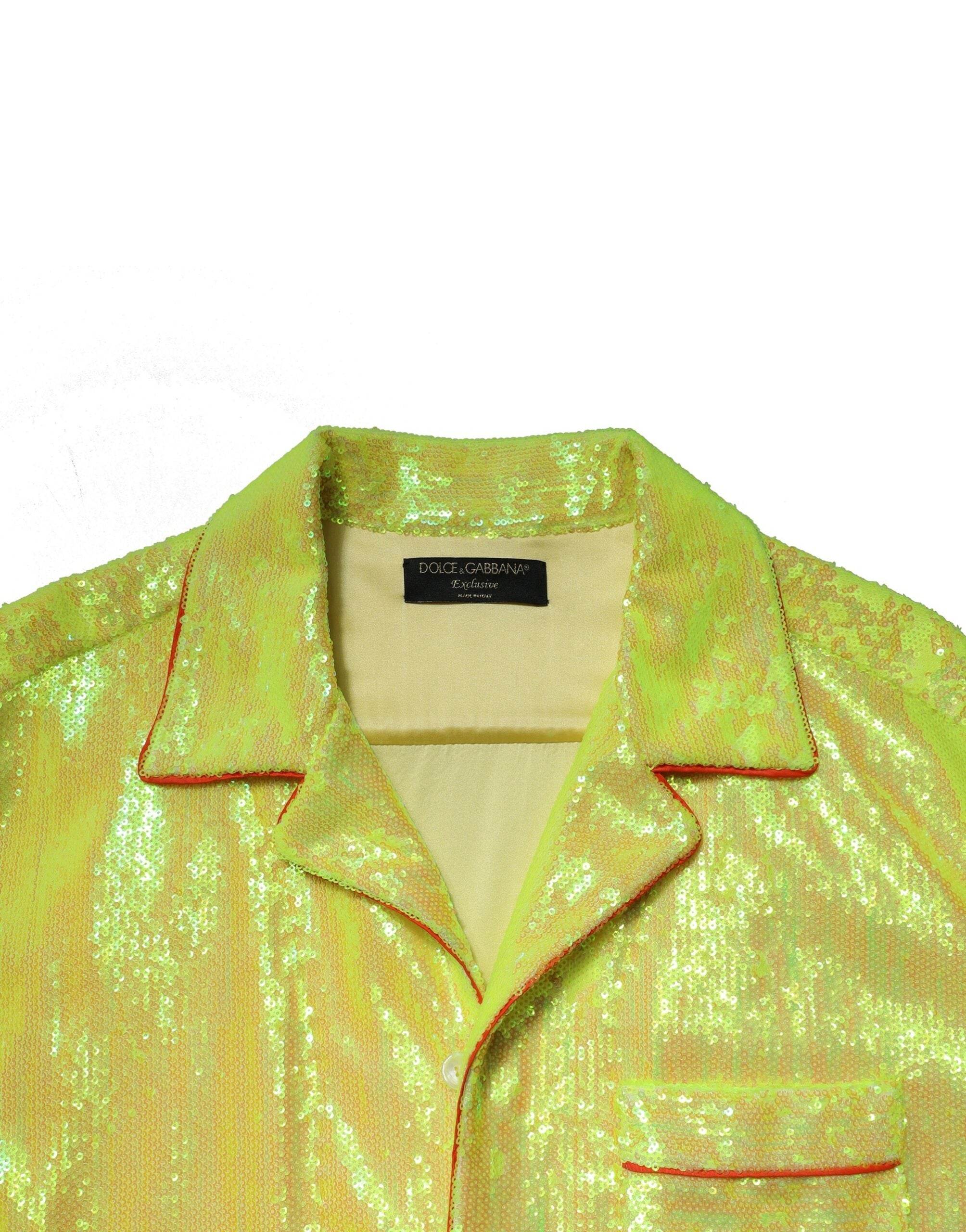 Dolce & Gabbana Yellow Sequin Polyester Lounge Casual Shirt - Hilstor