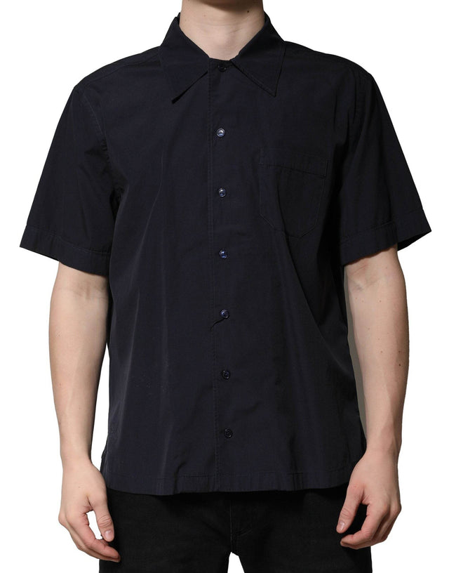 Dolce & Gabbana Dark Blue Cotton Short Sleeves Casual Shirt - Hilstor