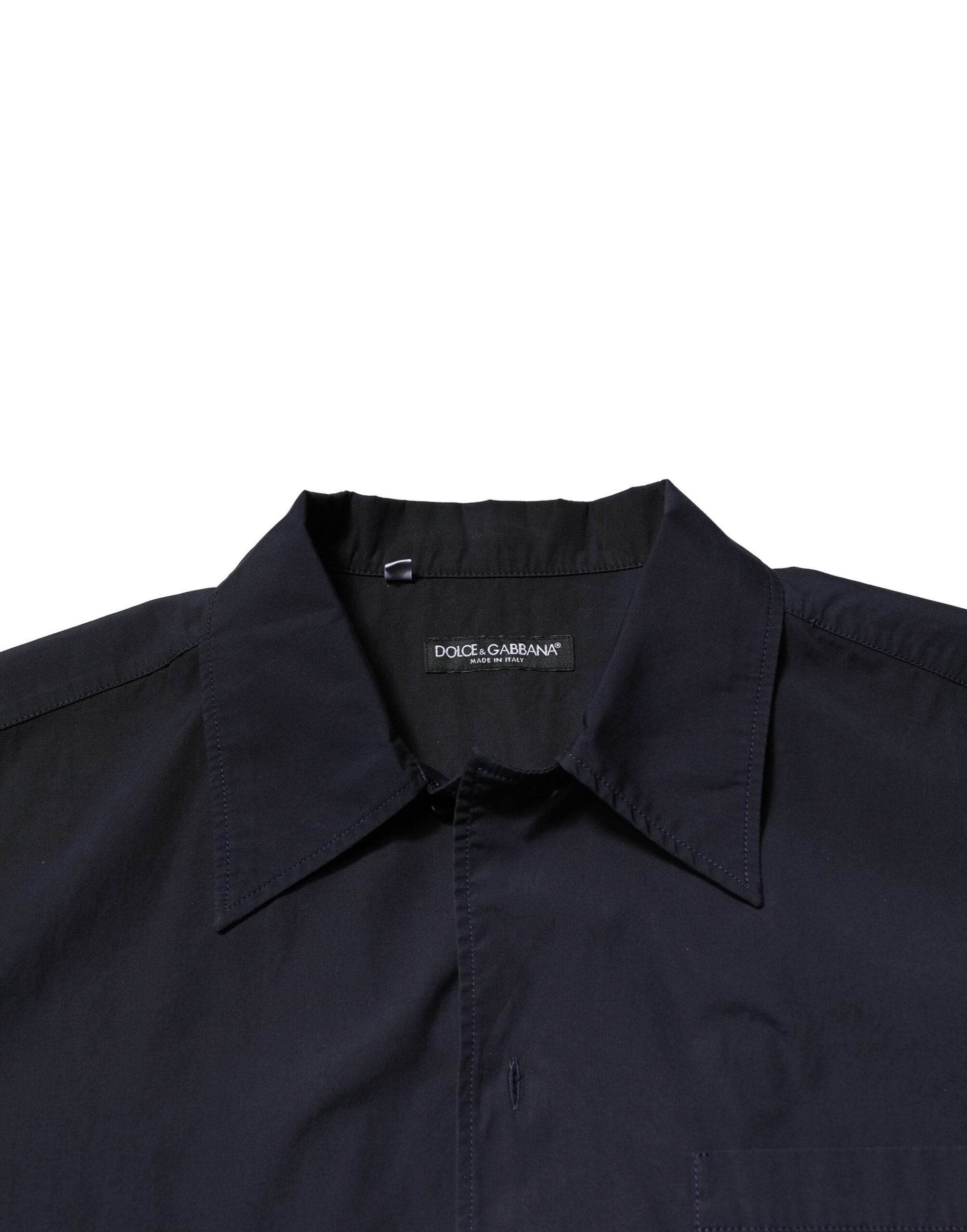 Dolce & Gabbana Dark Blue Cotton Short Sleeves Casual Shirt - Hilstor