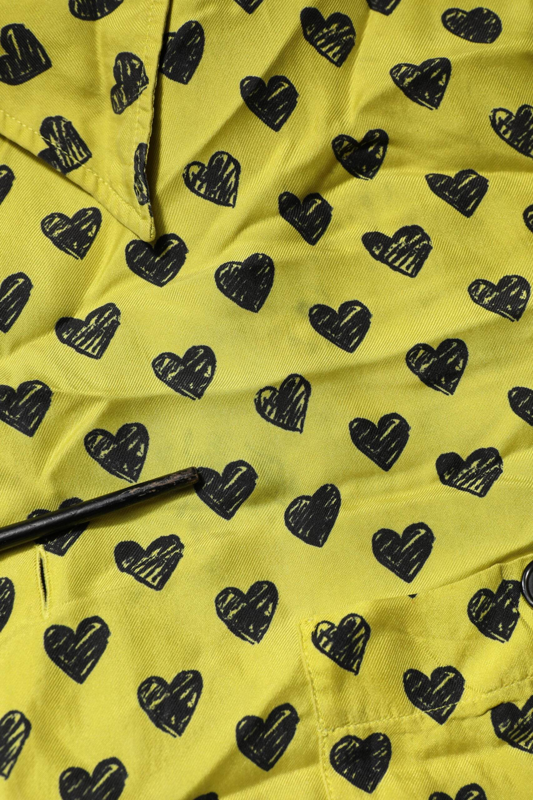 Dolce & Gabbana Yellow Heart Short Sleeves Men Casual Shirt - Hilstor