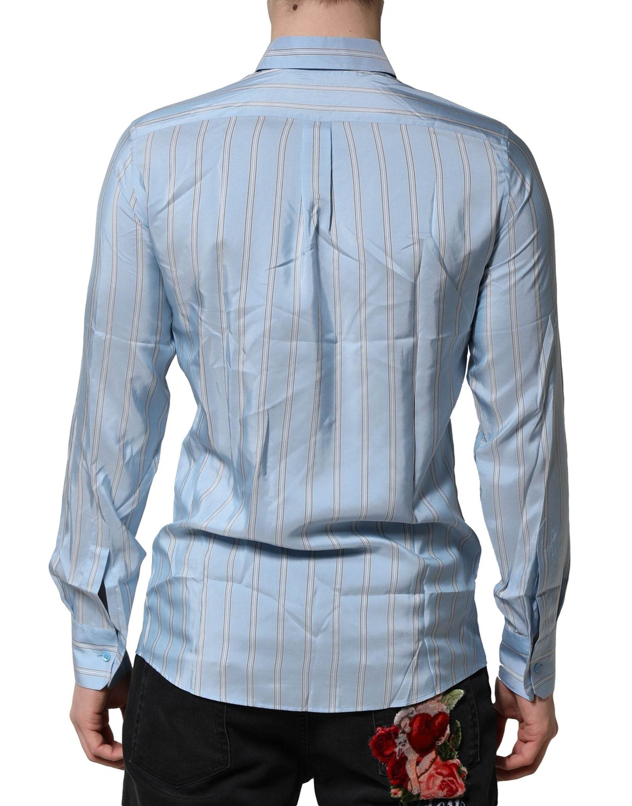 Dolce & Gabbana Light Blue MARTINI Striped Formal Dress Shirt - Hilstor