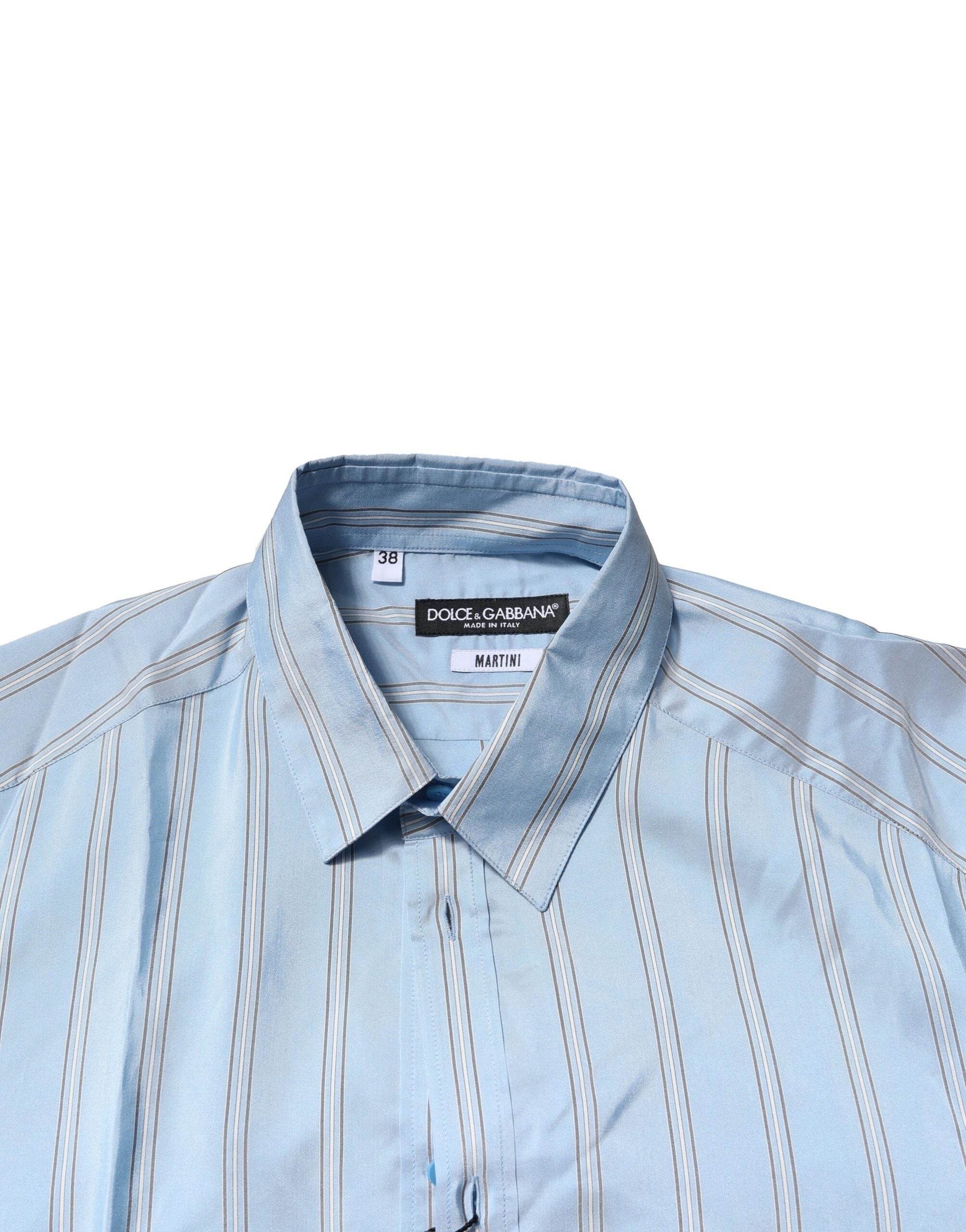Dolce & Gabbana Light Blue MARTINI Striped Formal Dress Shirt - Hilstor