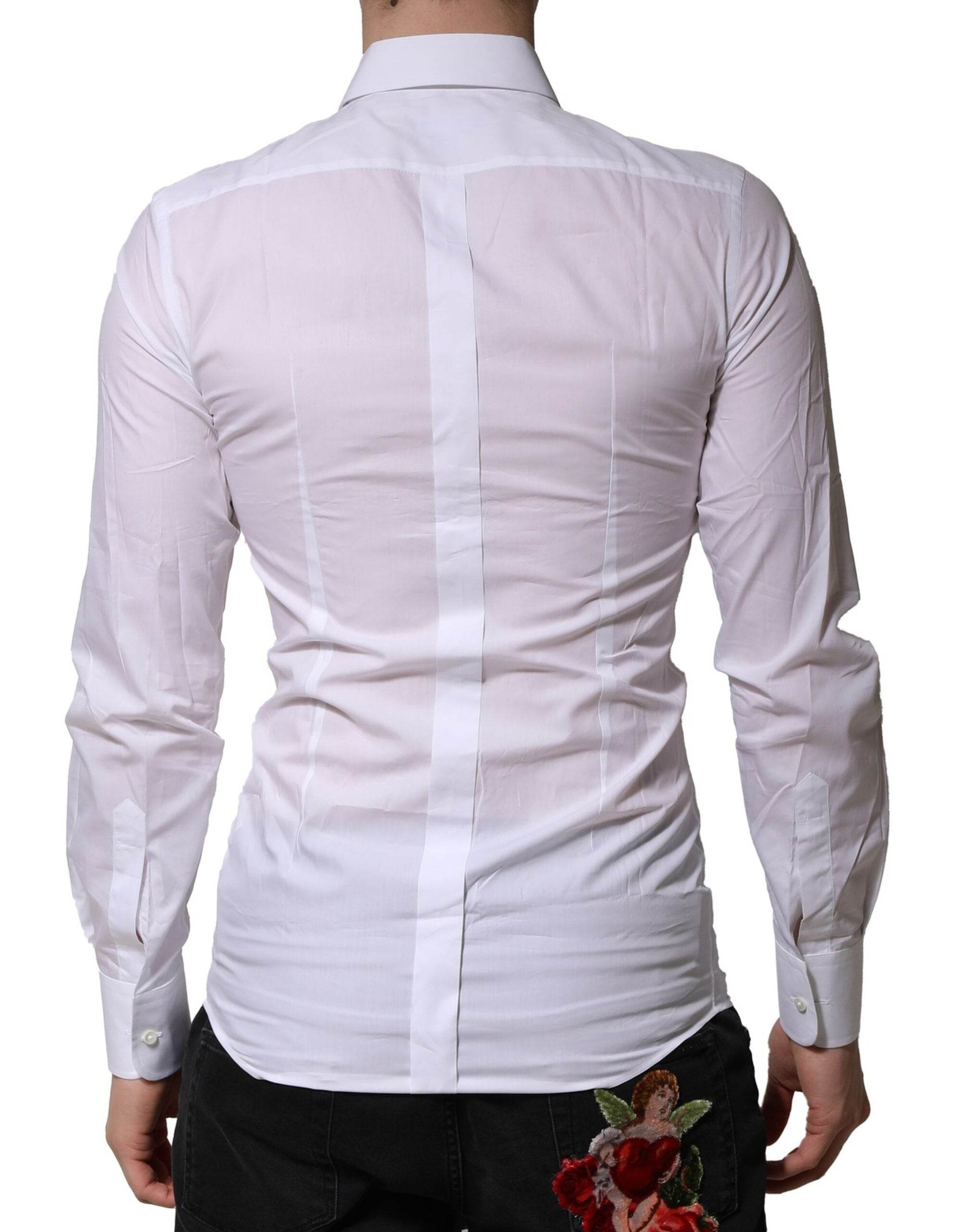 Dolce & Gabbana White GOLD Embellished Formal Men Dress Shirt - Hilstor