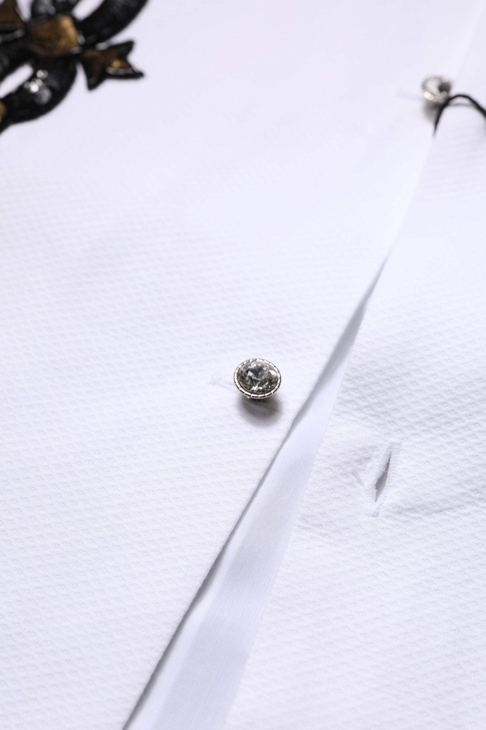 Dolce & Gabbana White GOLD Embellished Formal Men Dress Shirt - Hilstor