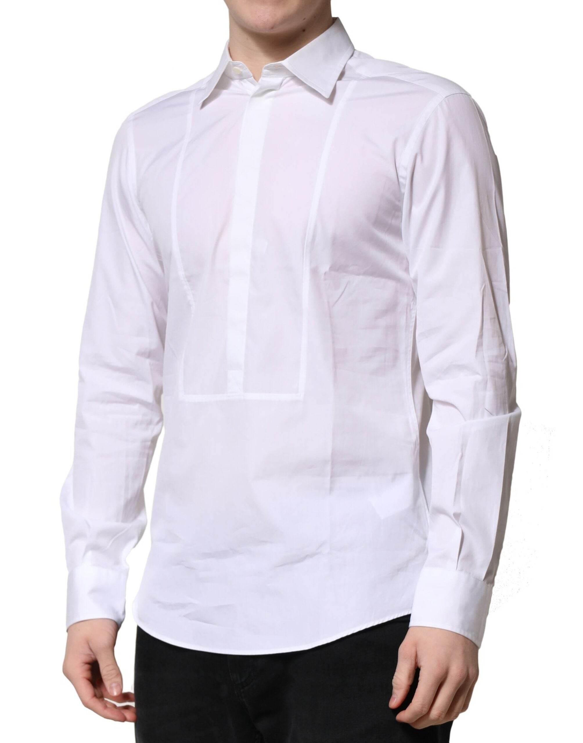 Dolce & Gabbana White Poplin Cotton Formal Men Dress Shirt - Hilstor