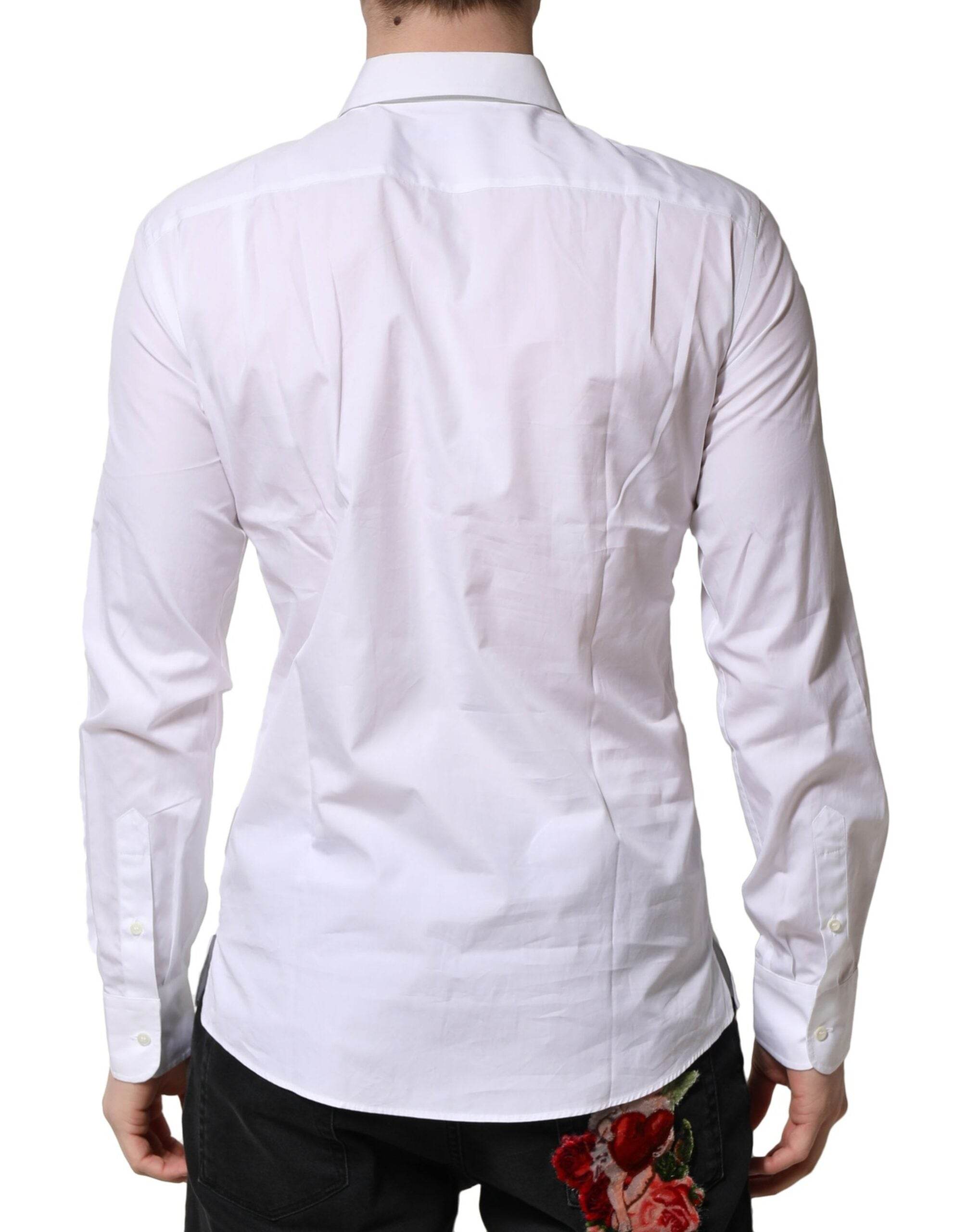 Dolce & Gabbana White Poplin Cotton Formal Men Dress Shirt - Hilstor