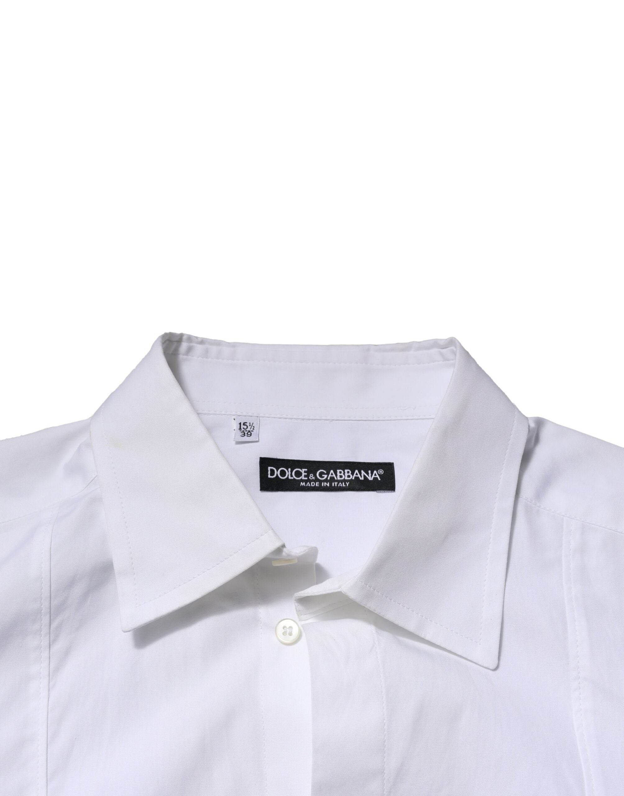 Dolce & Gabbana White Poplin Cotton Formal Men Dress Shirt - Hilstor