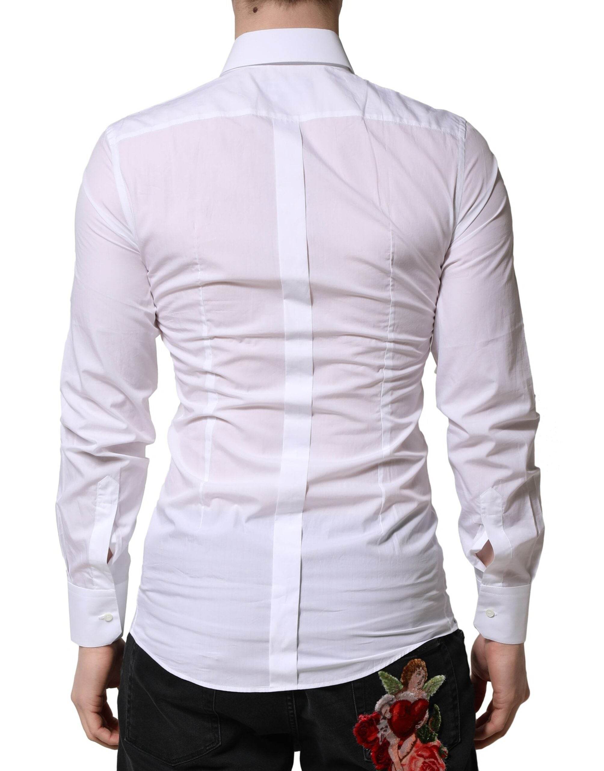 Dolce & Gabbana White GOLD Crown Bee Men Dress Formal Shirt - Hilstor