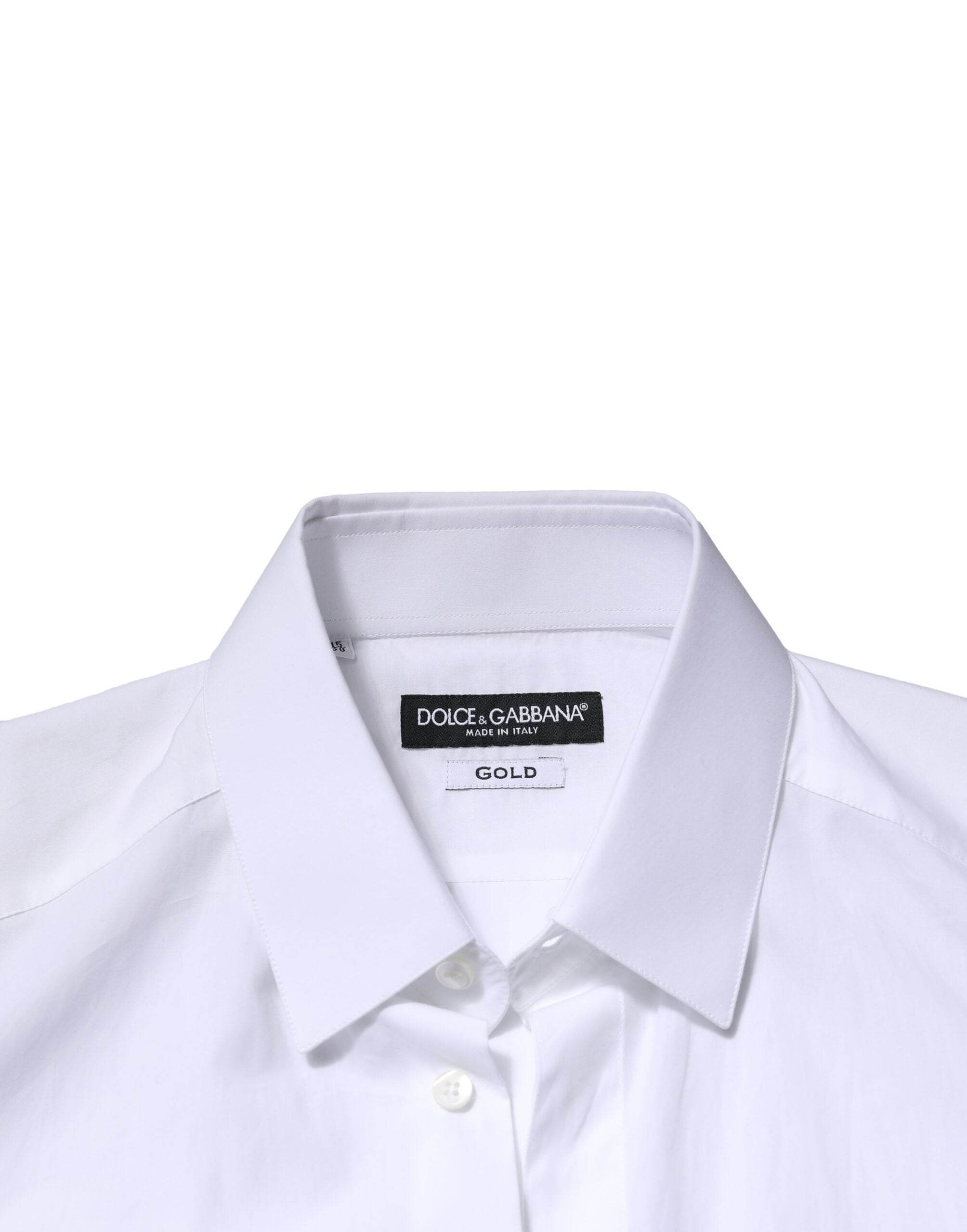 Dolce & Gabbana White GOLD Crown Bee Men Dress Formal Shirt - Hilstor