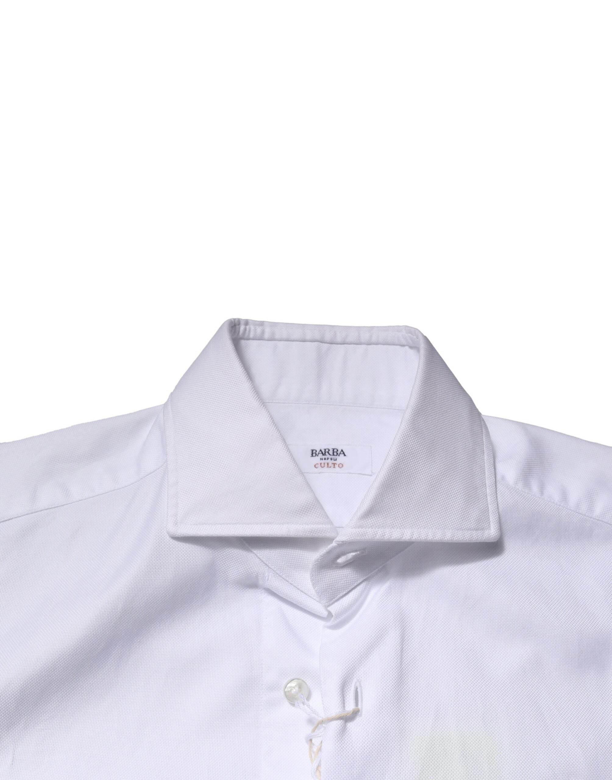Barba Napoli White Long Sleeves Collared Dress Formal Shirt - Hilstor