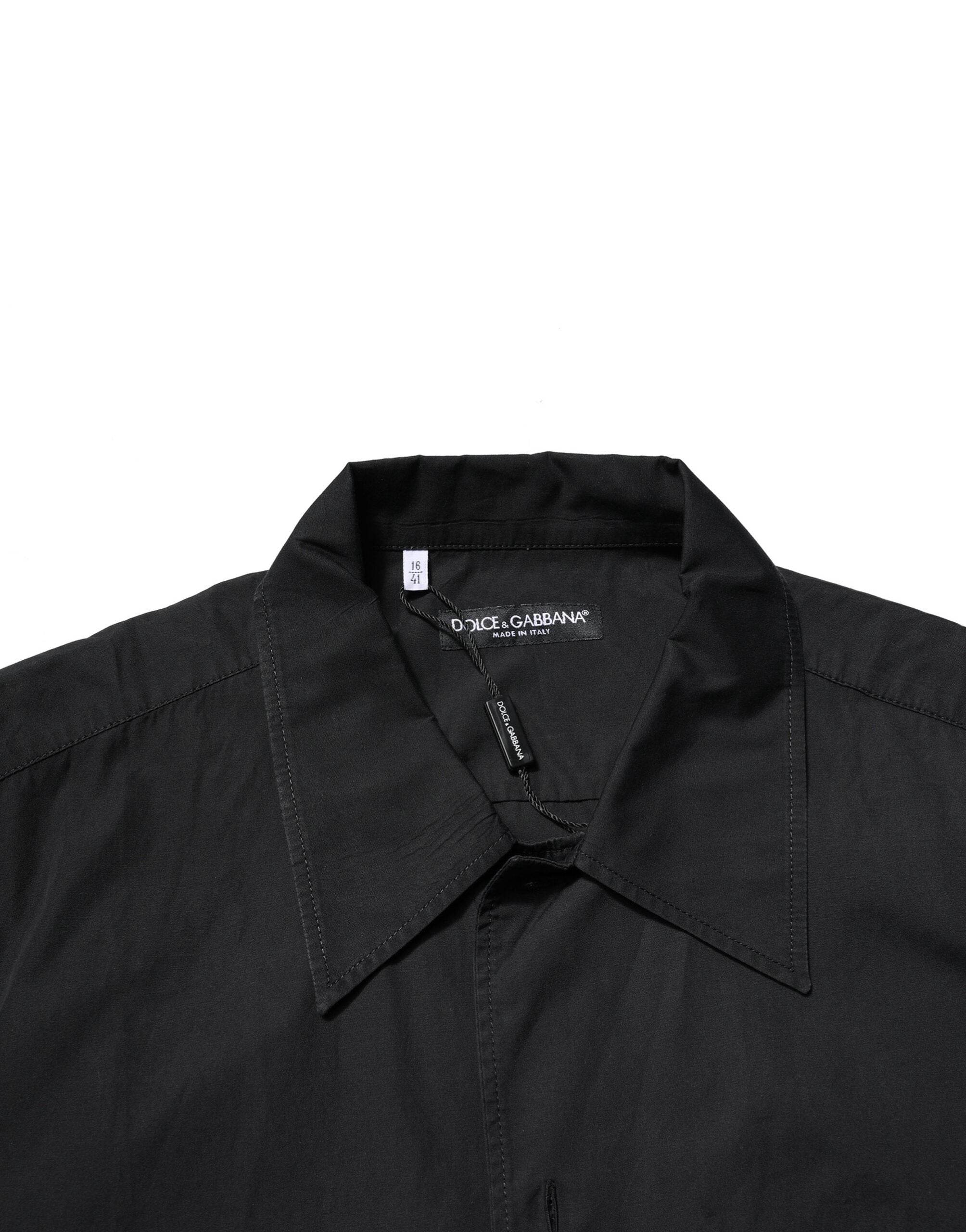 Dolce & Gabbana Black Cotton Short Sleeve Buttoned Casual Shirt - Hilstor