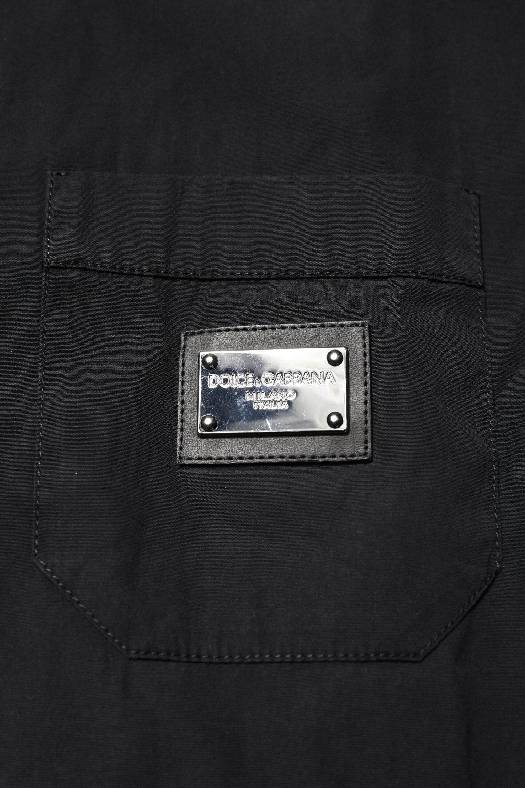 Dolce & Gabbana Black Cotton Short Sleeve Buttoned Casual Shirt - Hilstor