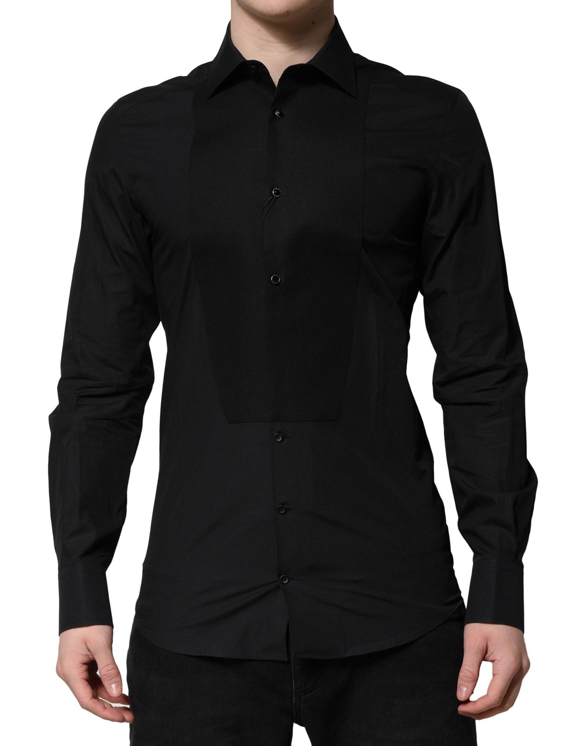 Dolce & Gabbana Black GOLD Long Sleeves Dress Formal Shirt - Hilstor