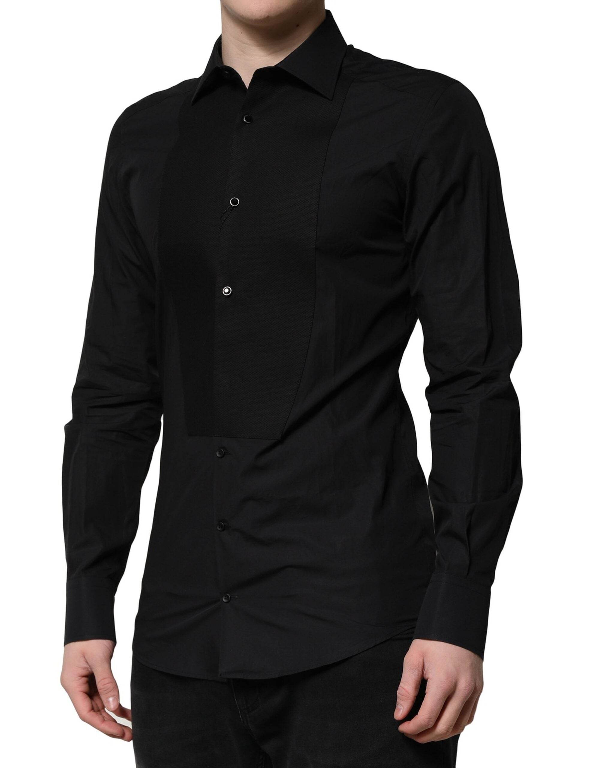 Dolce & Gabbana Black GOLD Long Sleeves Dress Formal Shirt - Hilstor