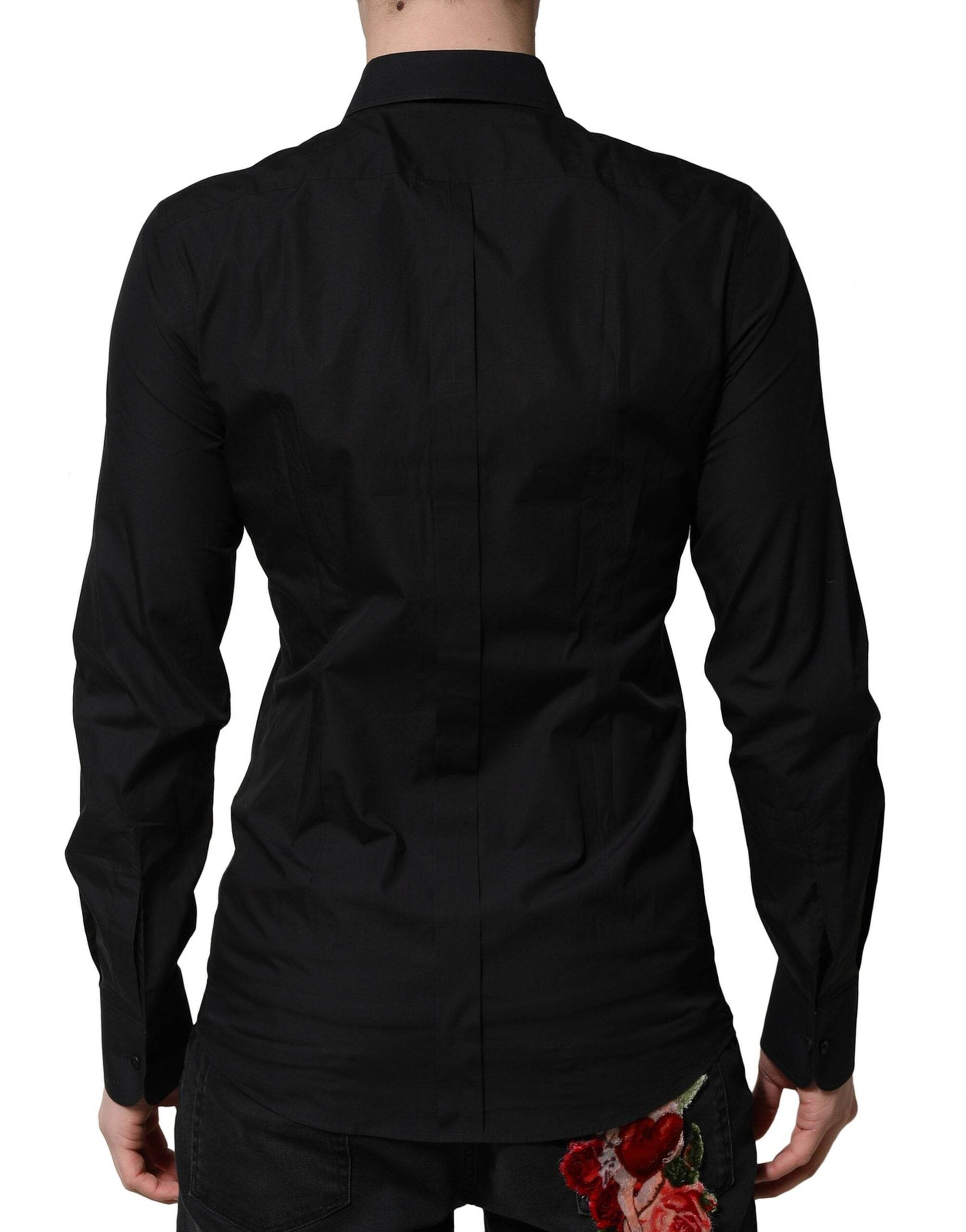 Dolce & Gabbana Black GOLD Long Sleeves Dress Formal Shirt - Hilstor