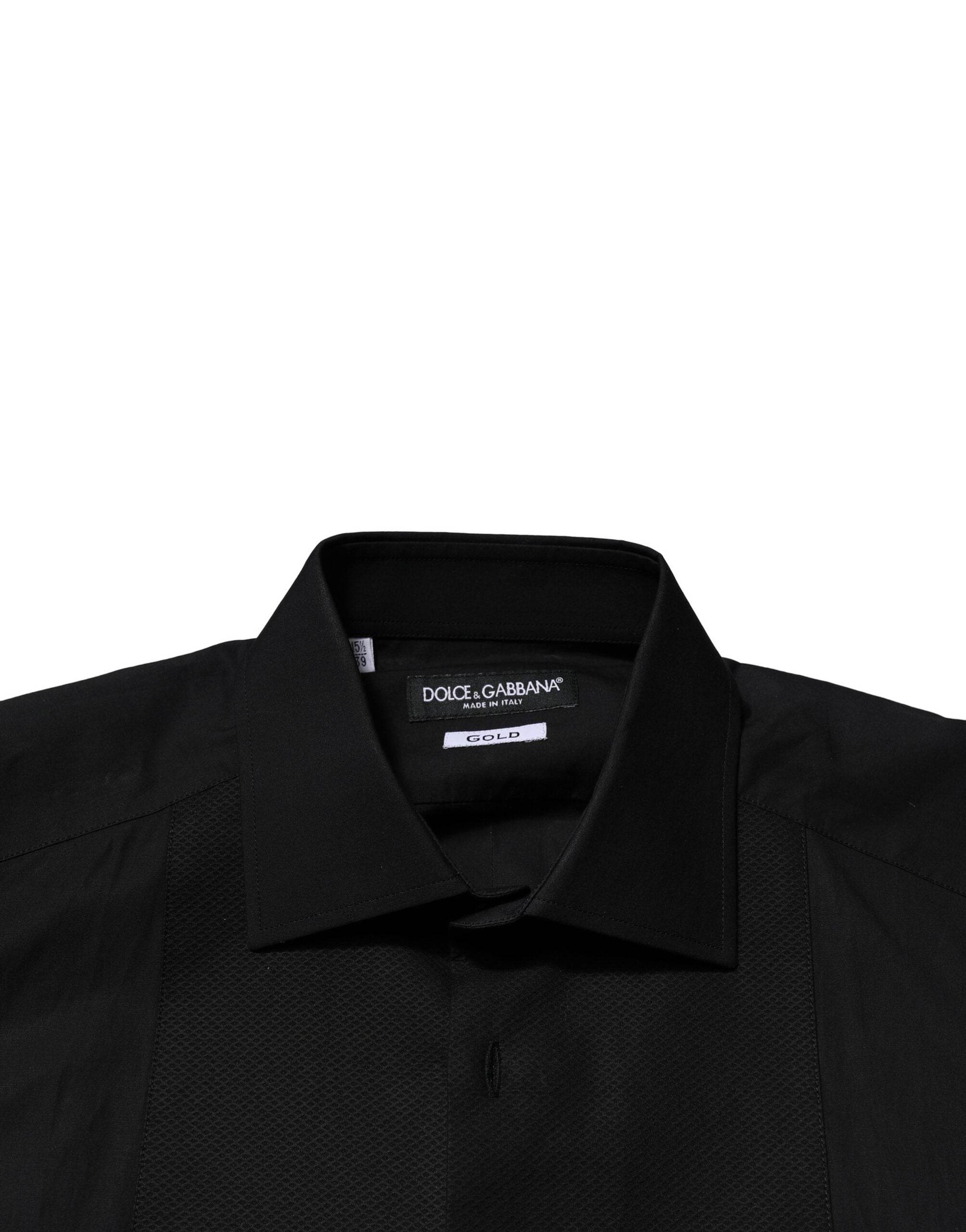 Dolce & Gabbana Black GOLD Long Sleeves Dress Formal Shirt - Hilstor