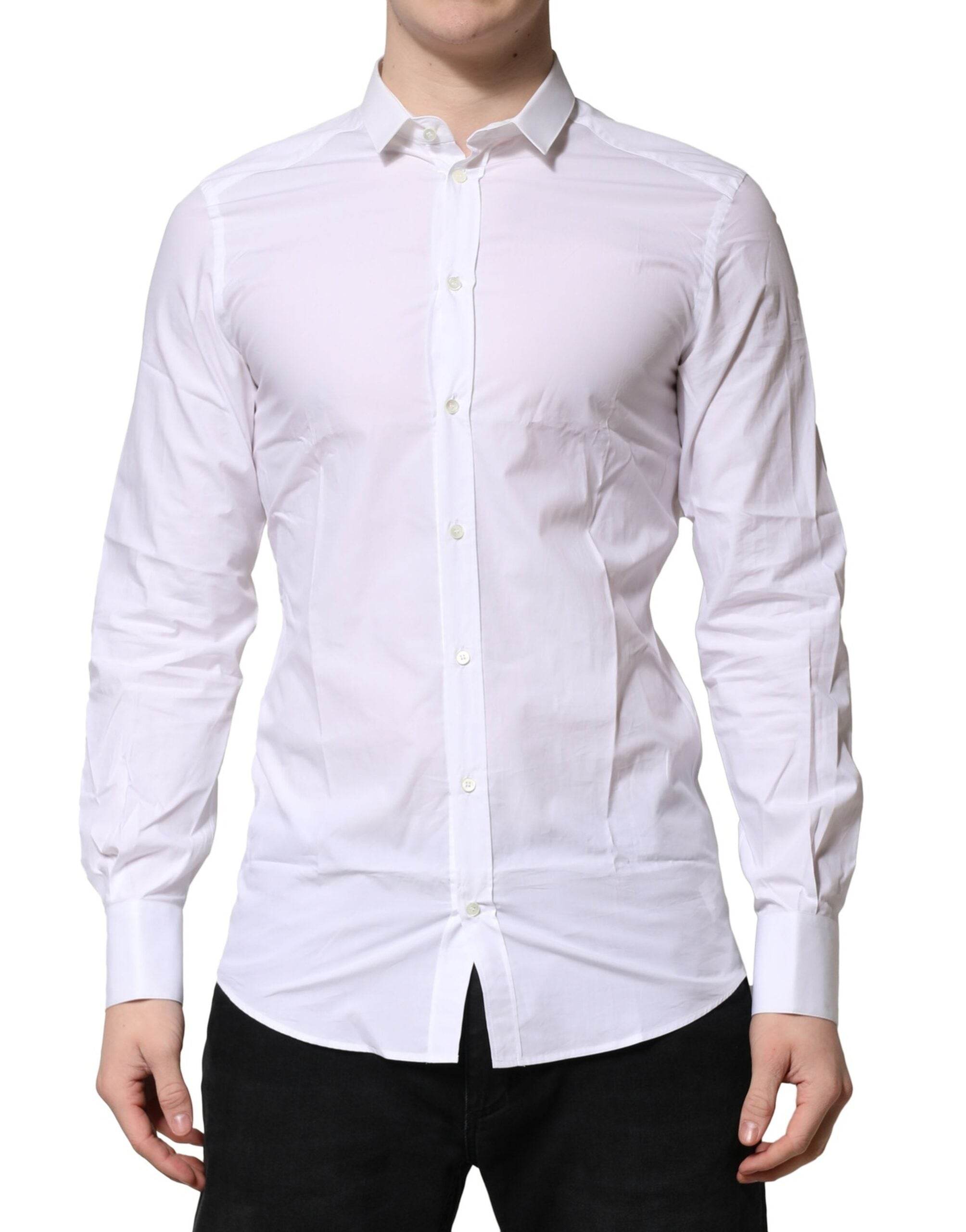 Dolce & Gabbana White GOLD Long Sleeves Dress Formal Shirt - Hilstor