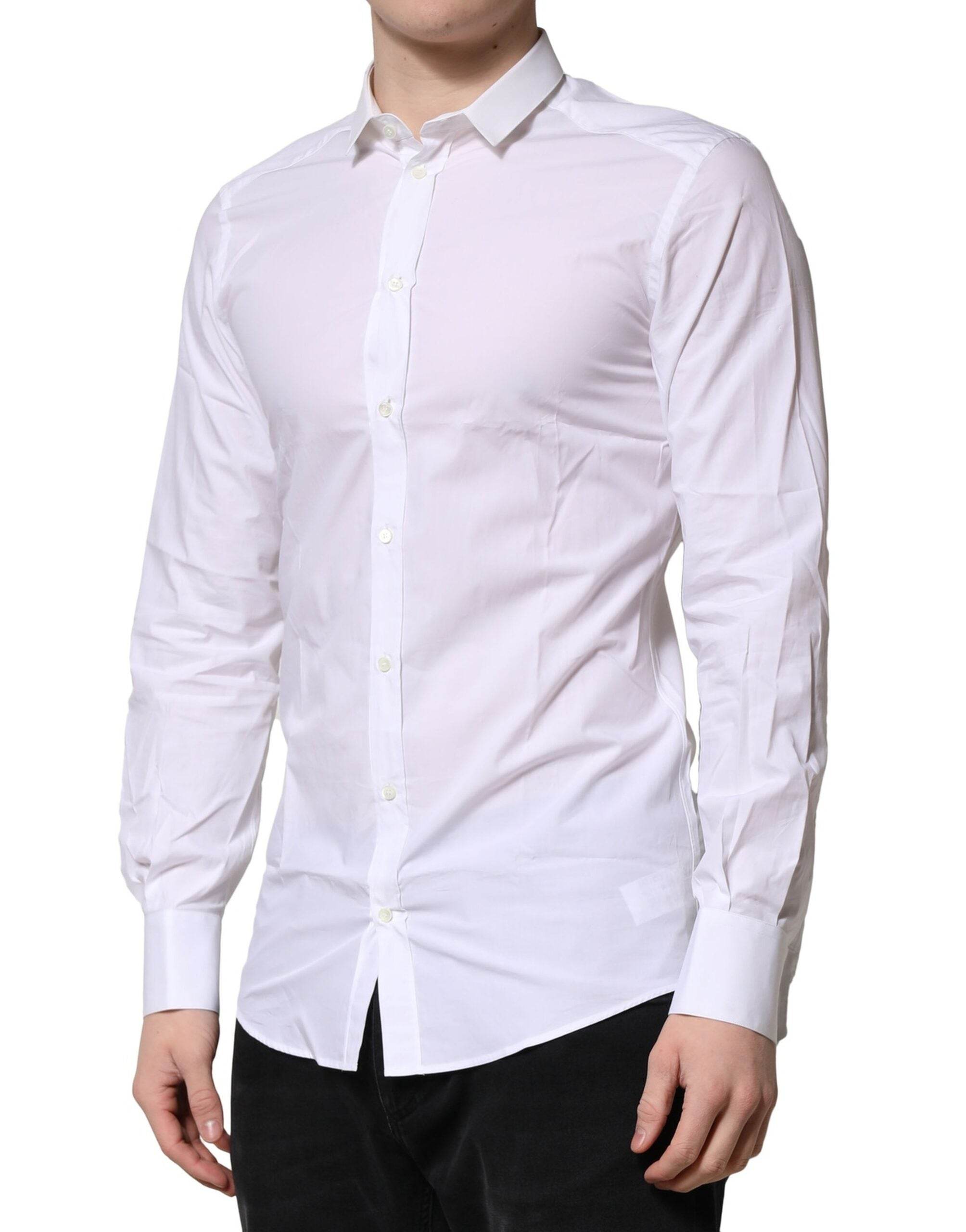 Dolce & Gabbana White GOLD Long Sleeves Dress Formal Shirt - Hilstor