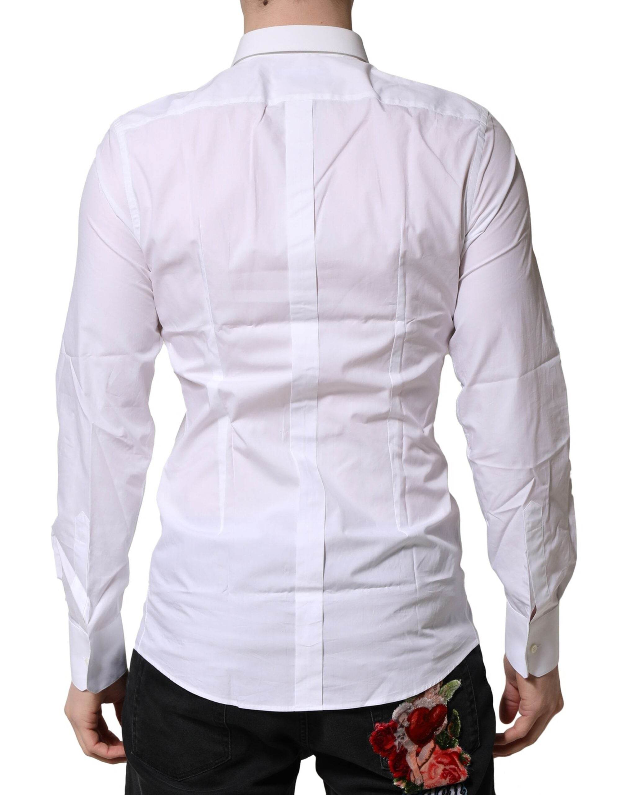 Dolce & Gabbana White GOLD Long Sleeves Dress Formal Shirt - Hilstor