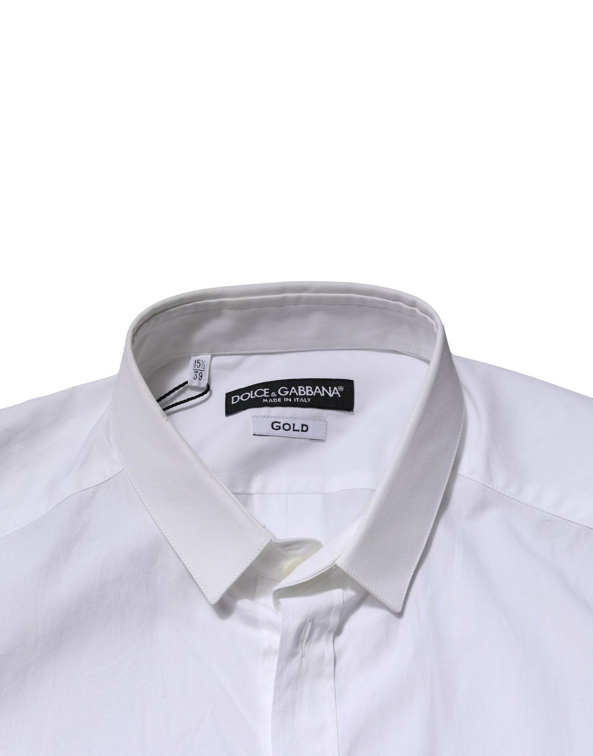 Dolce & Gabbana White GOLD Long Sleeves Dress Formal Shirt - Hilstor