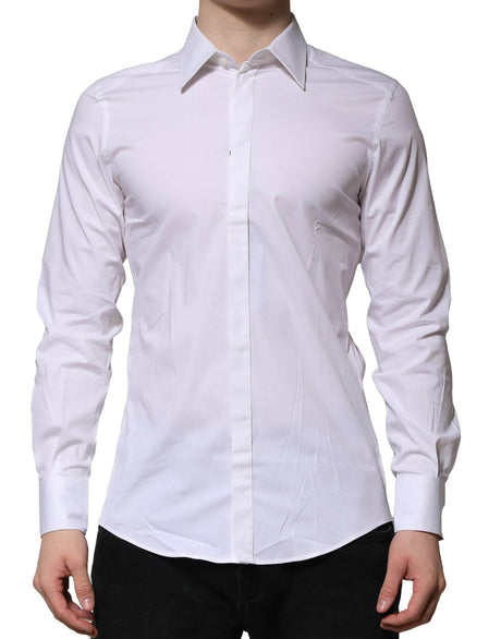 Dolce & Gabbana White MARTINI Long Sleeves Dress Formal Shirt - Hilstor