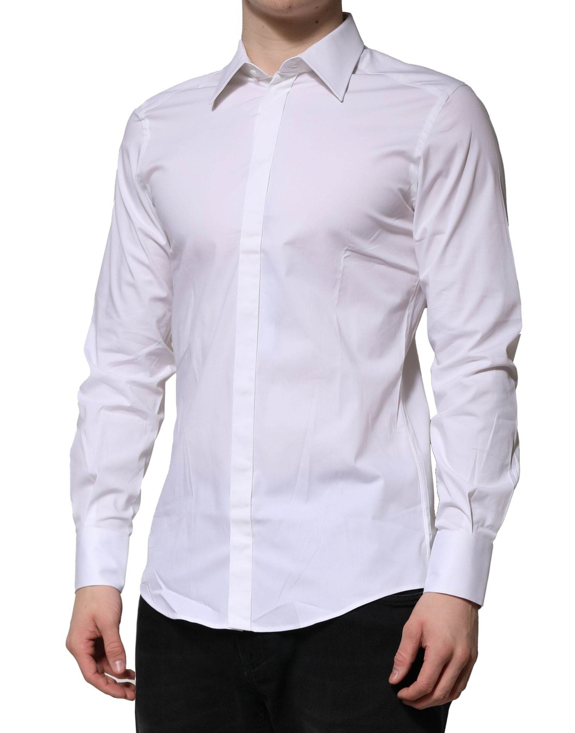 Dolce & Gabbana White MARTINI Long Sleeves Dress Formal Shirt - Hilstor
