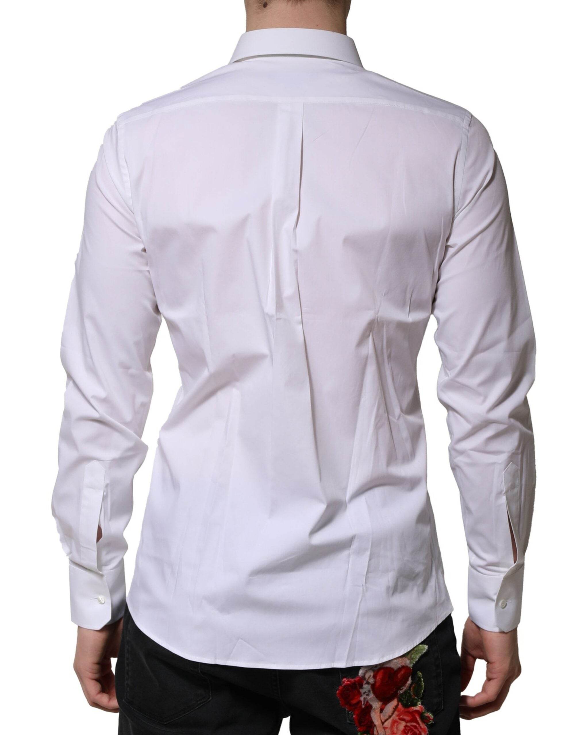 Dolce & Gabbana White MARTINI Long Sleeves Dress Formal Shirt - Hilstor