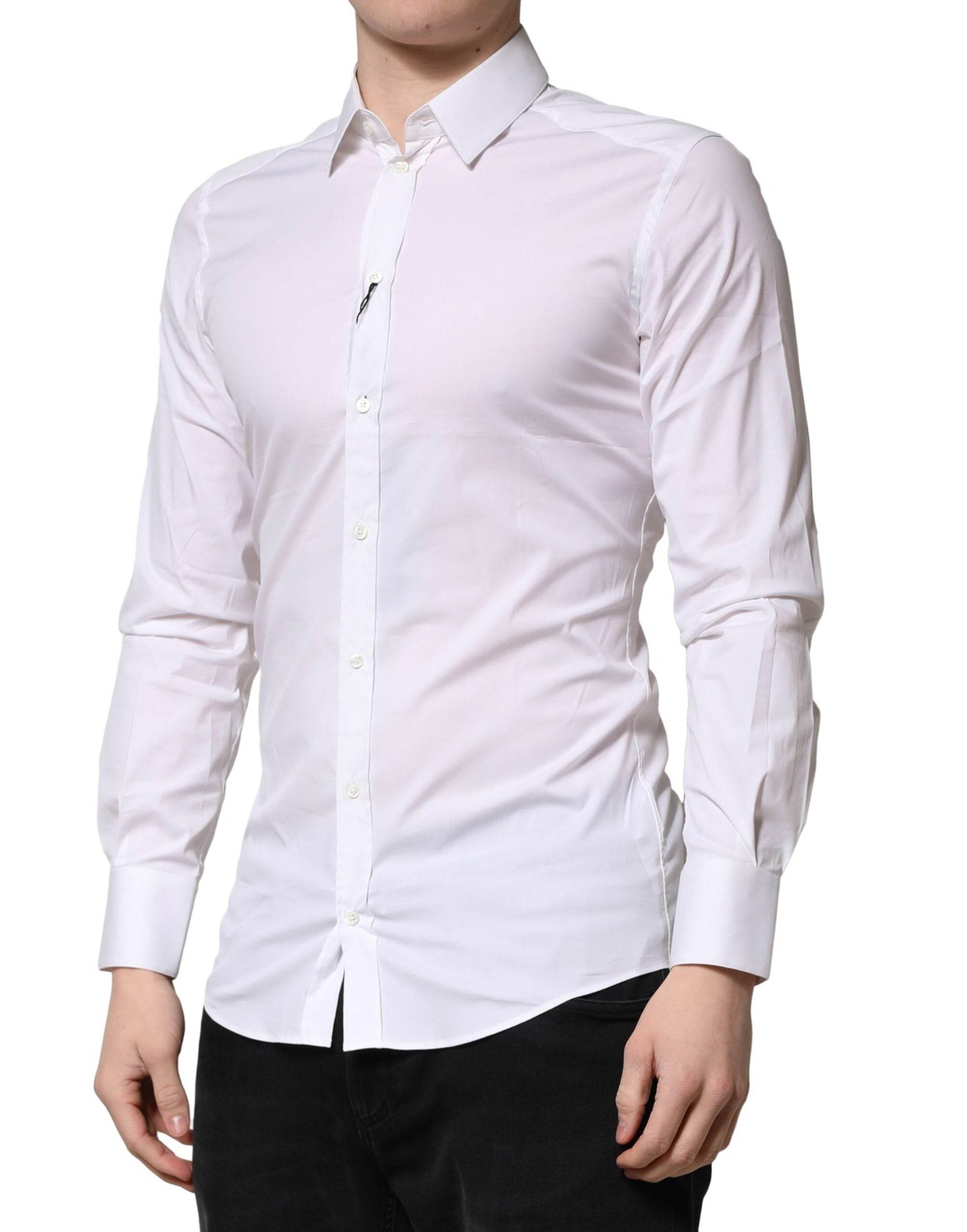 Dolce & Gabbana White GOLD Long Sleeves Dress Formal Shirt - Hilstor