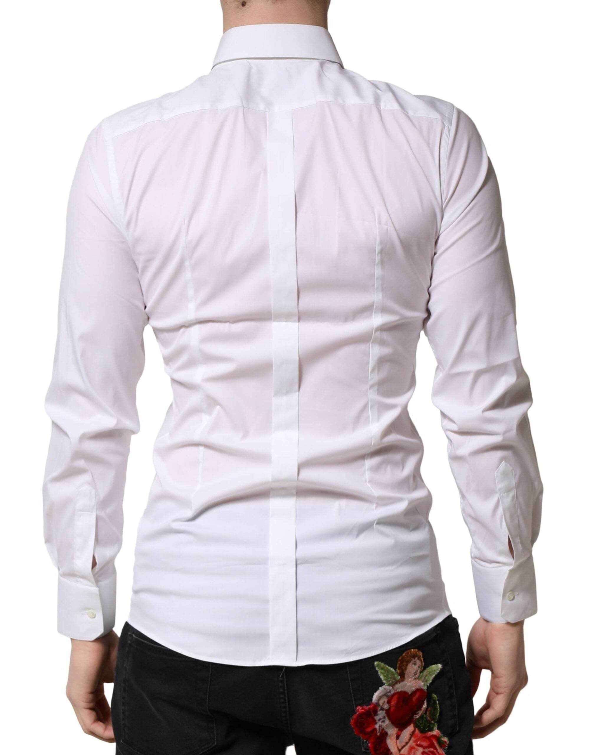 Dolce & Gabbana White GOLD Long Sleeves Dress Formal Shirt - Hilstor