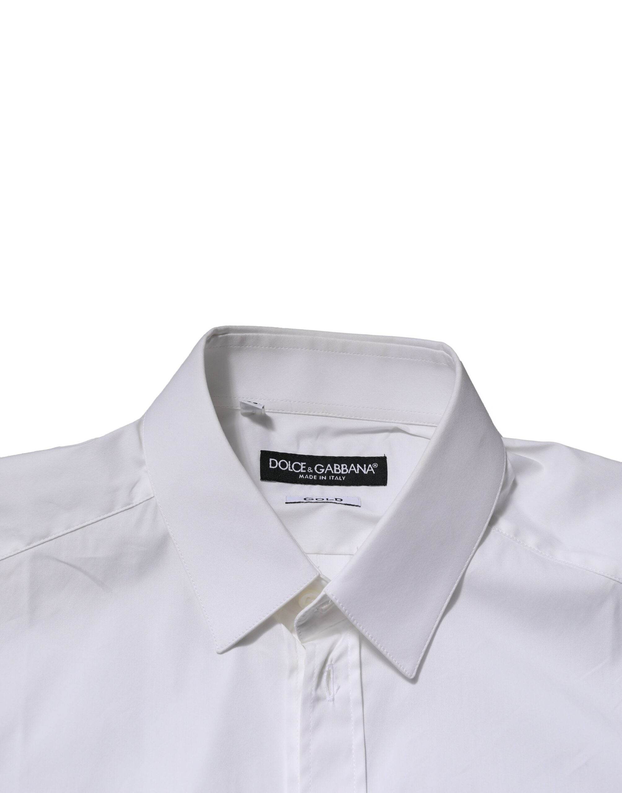 Dolce & Gabbana White GOLD Long Sleeves Dress Formal Shirt - Hilstor