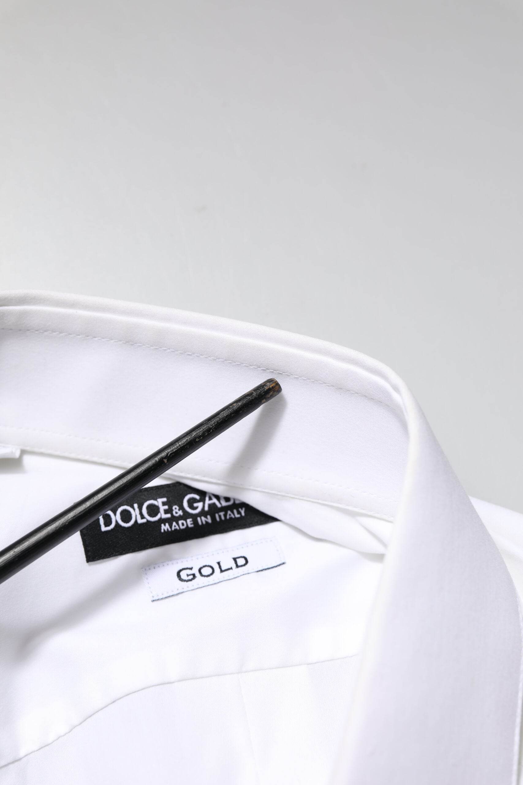 Dolce & Gabbana White GOLD Long Sleeves Dress Formal Shirt - Hilstor