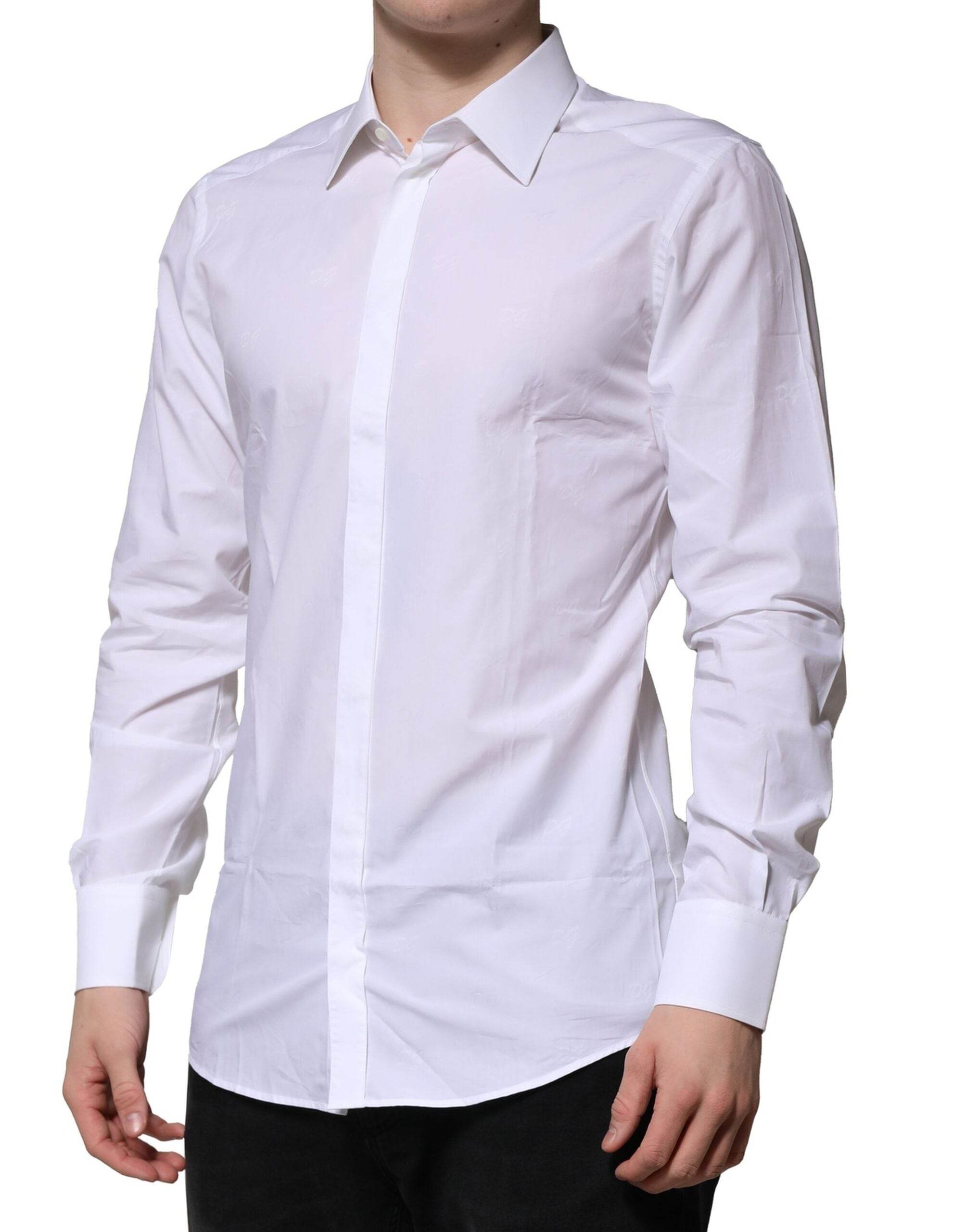 Dolce & Gabbana White GOLD Long Sleeves Dress Formal Shirt - Hilstor