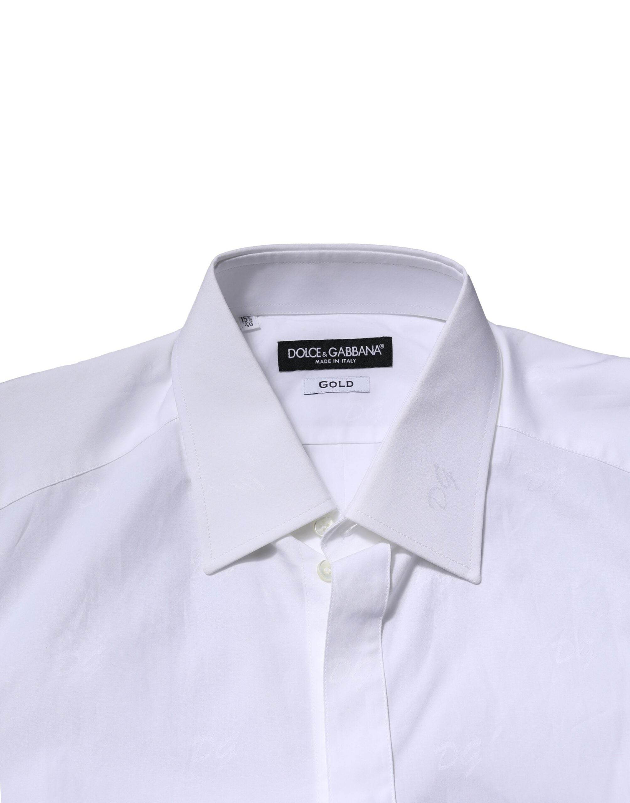 Dolce & Gabbana White GOLD Long Sleeves Dress Formal Shirt - Hilstor