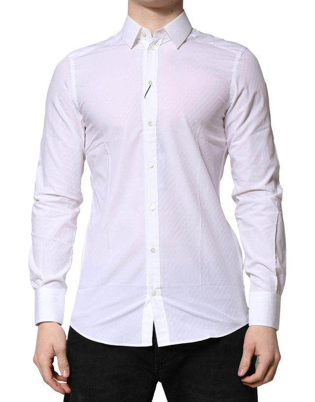 Dolce & Gabbana White MARTINI Long Sleeves Dress Formal Shirt - Hilstor