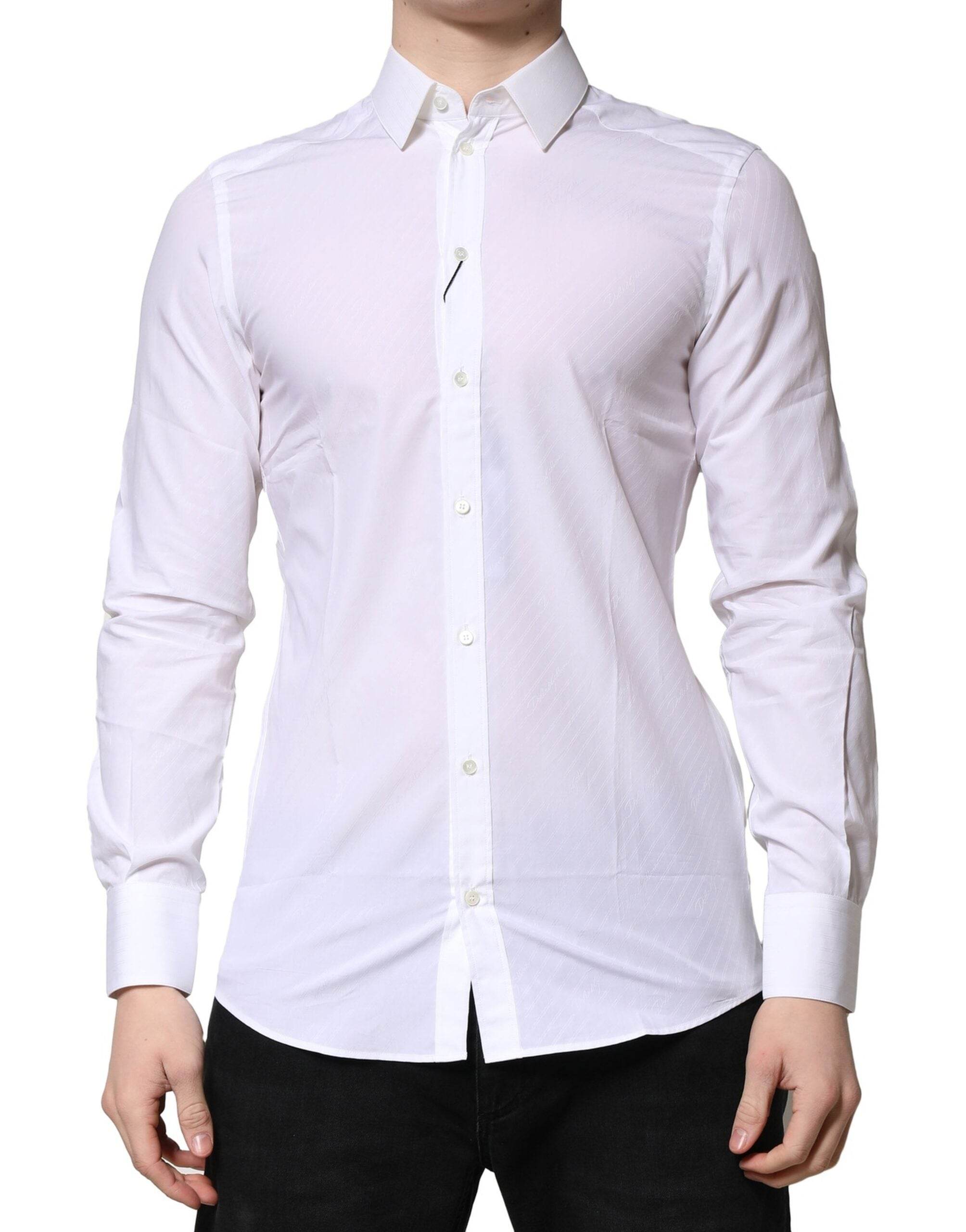 Dolce & Gabbana White MARTINI Long Sleeves Dress Formal Shirt - Hilstor