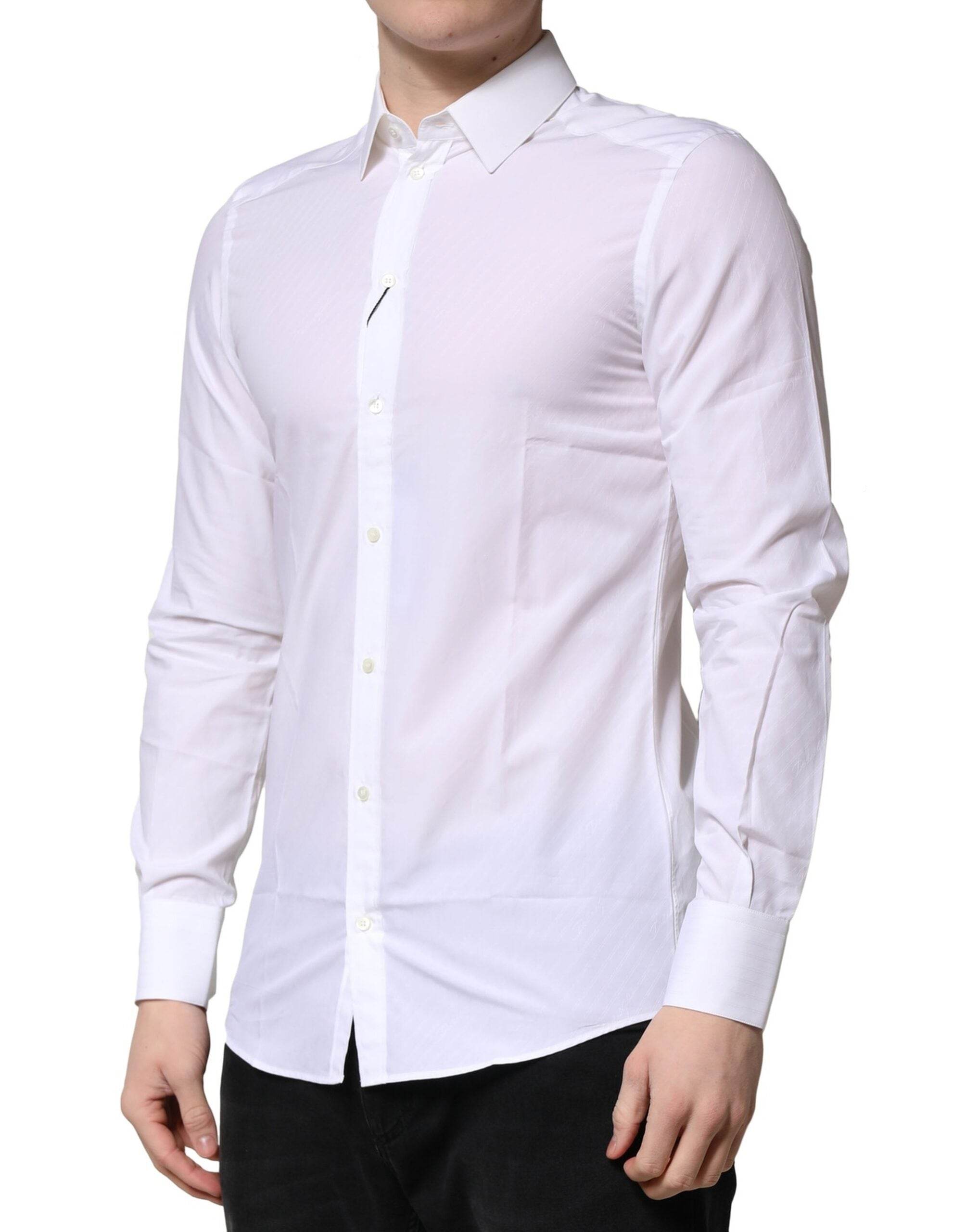 Dolce & Gabbana White MARTINI Long Sleeves Dress Formal Shirt - Hilstor