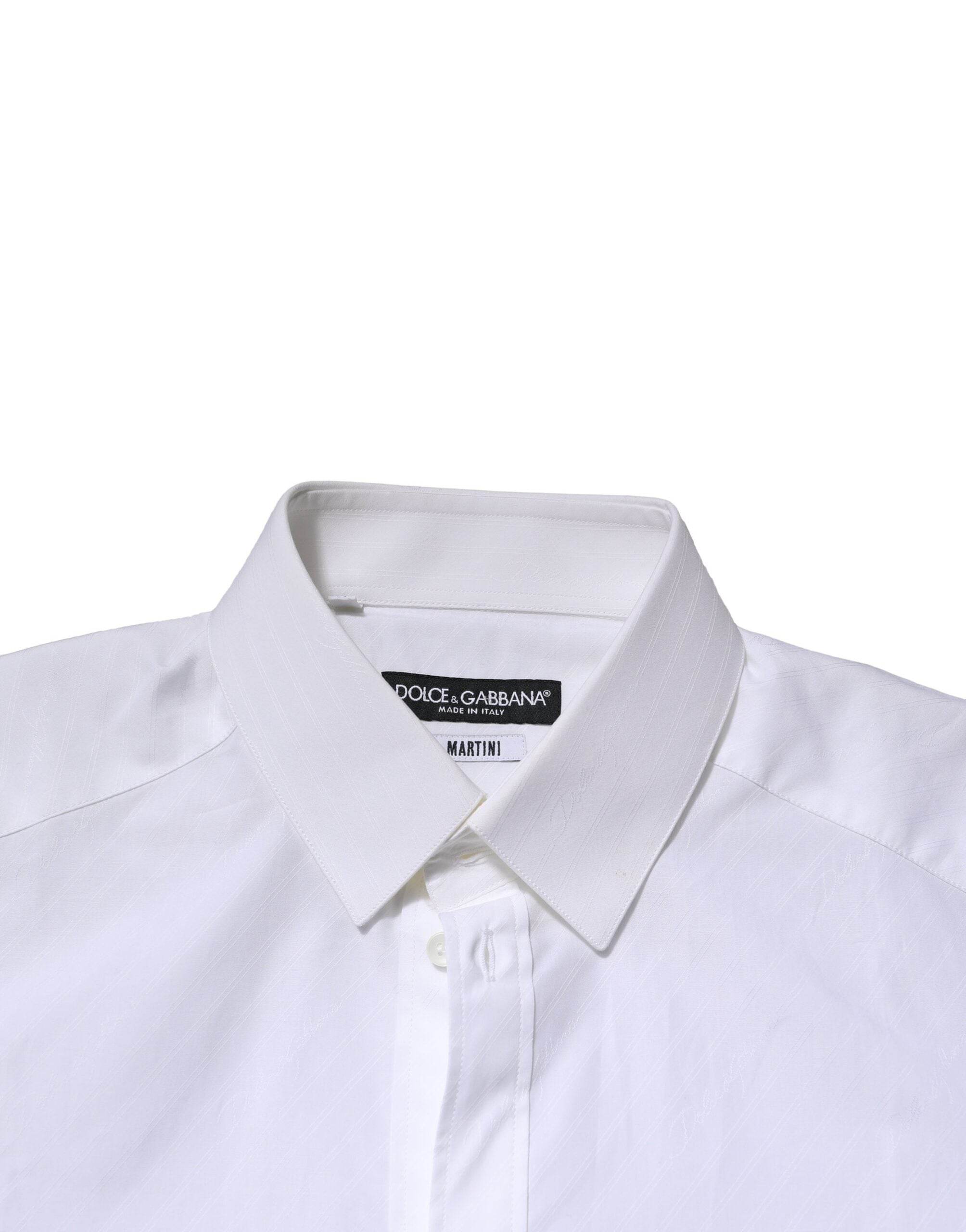 Dolce & Gabbana White MARTINI Long Sleeves Dress Formal Shirt - Hilstor