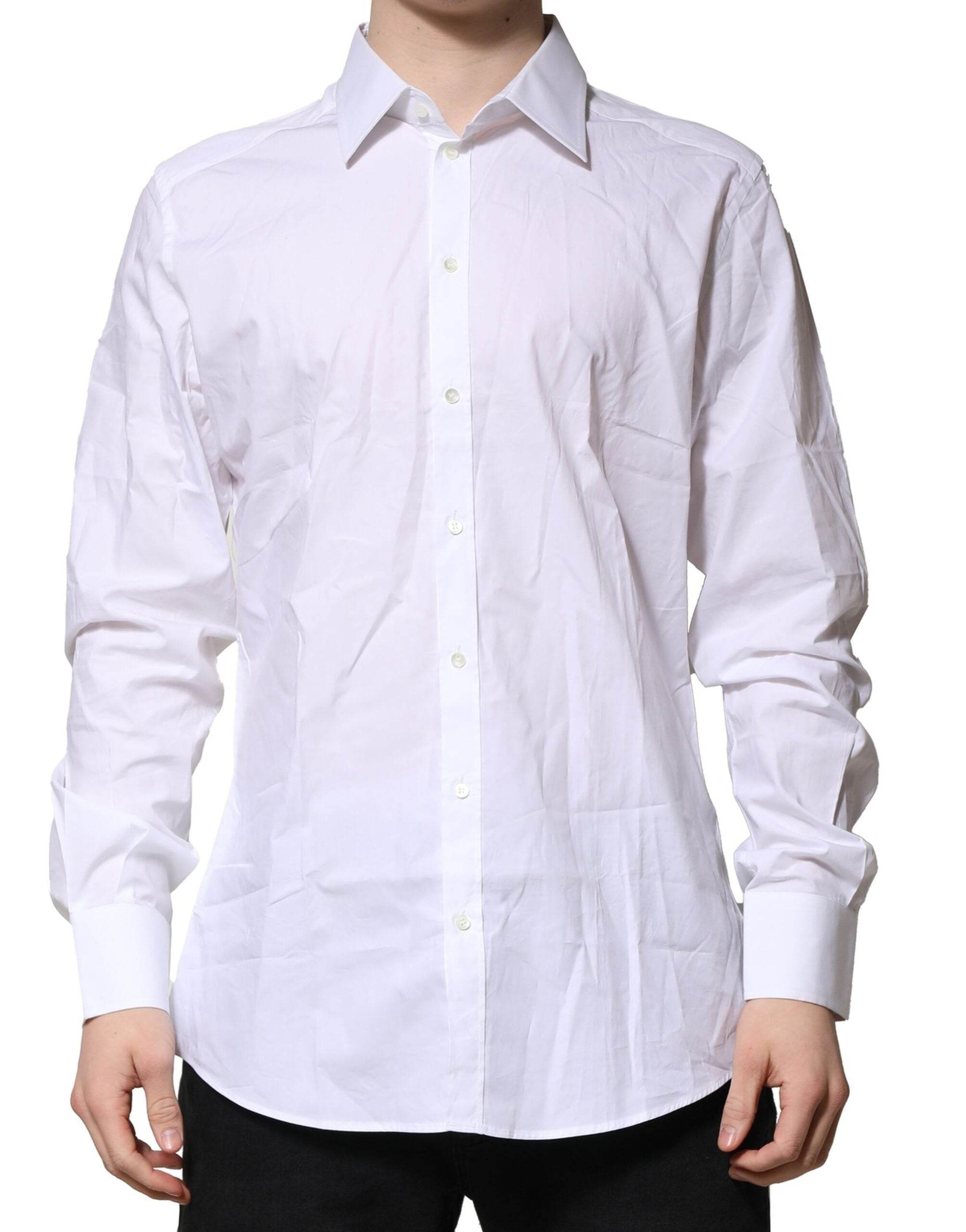 Dolce & Gabbana White GOLD Long Sleeves Dress Formal Shirt - Hilstor